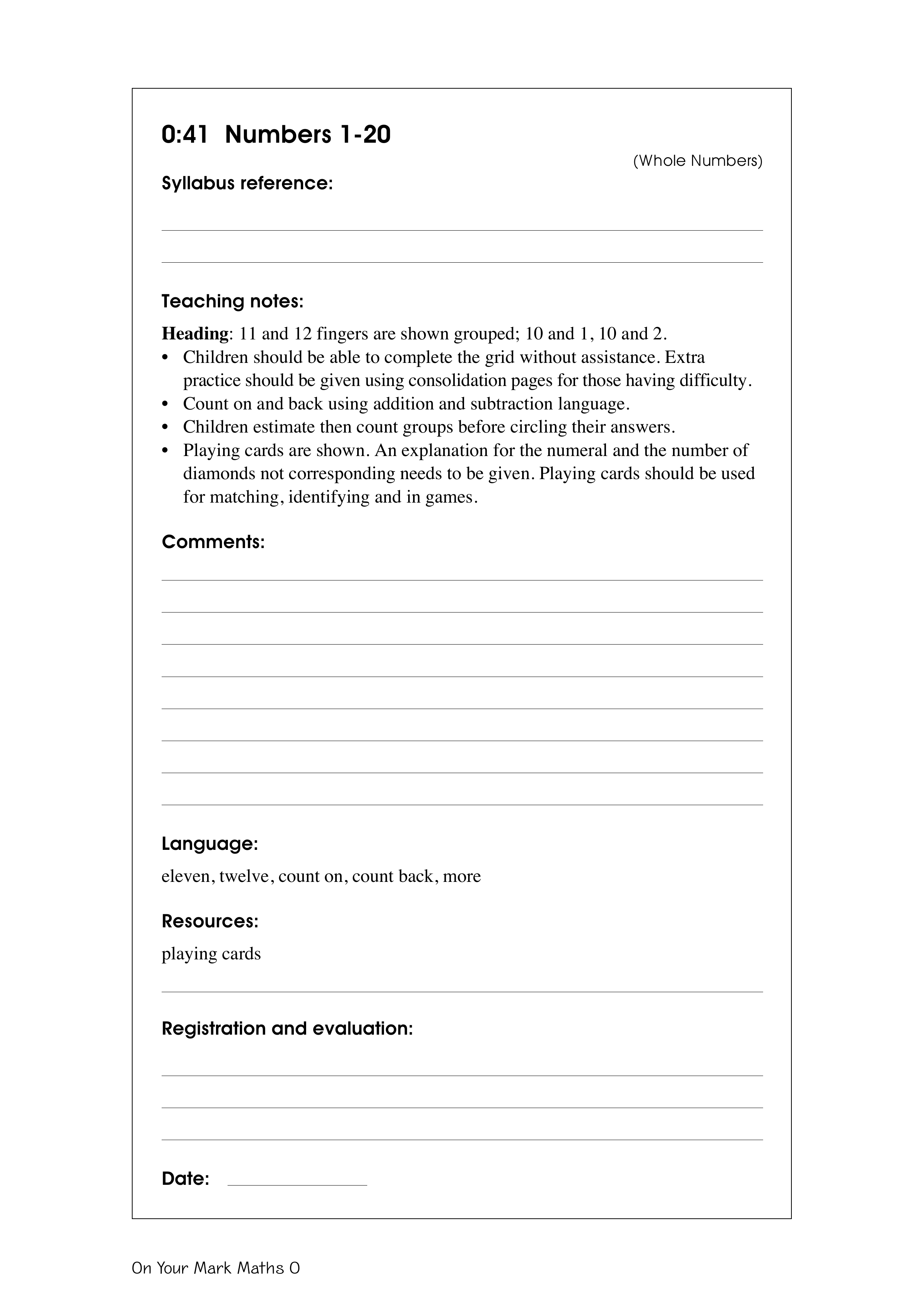 Numbers 1-20 — worksheet preview