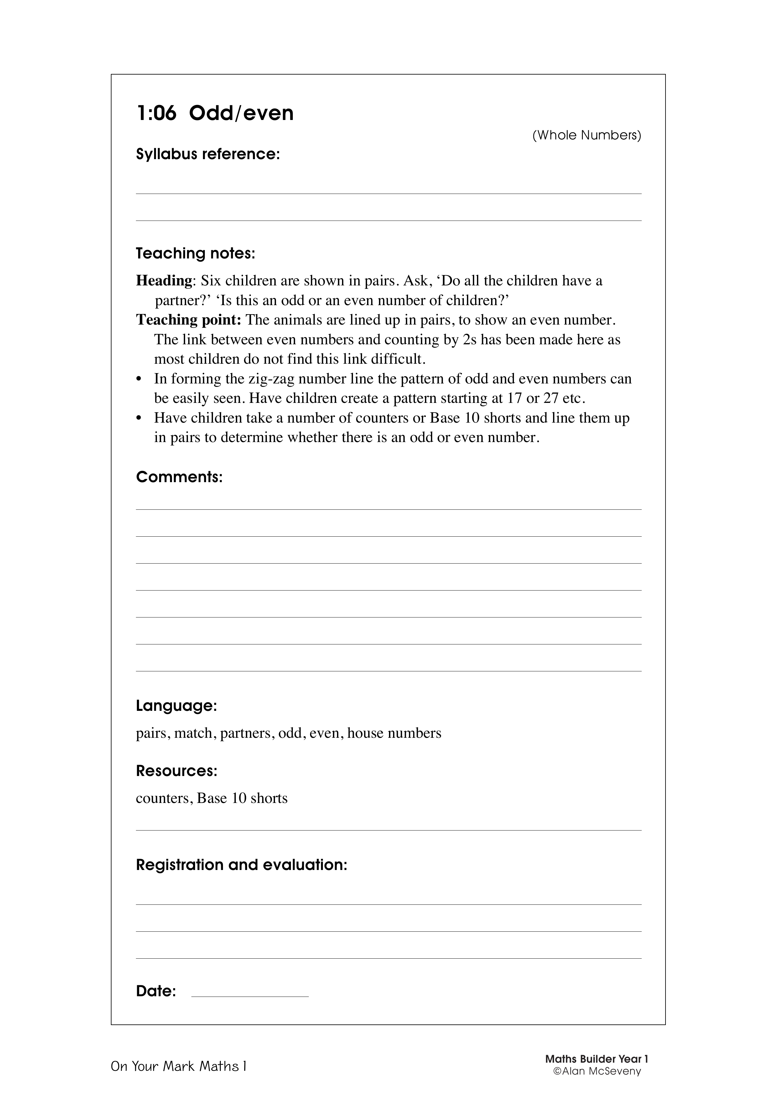 Odd/even — worksheet preview