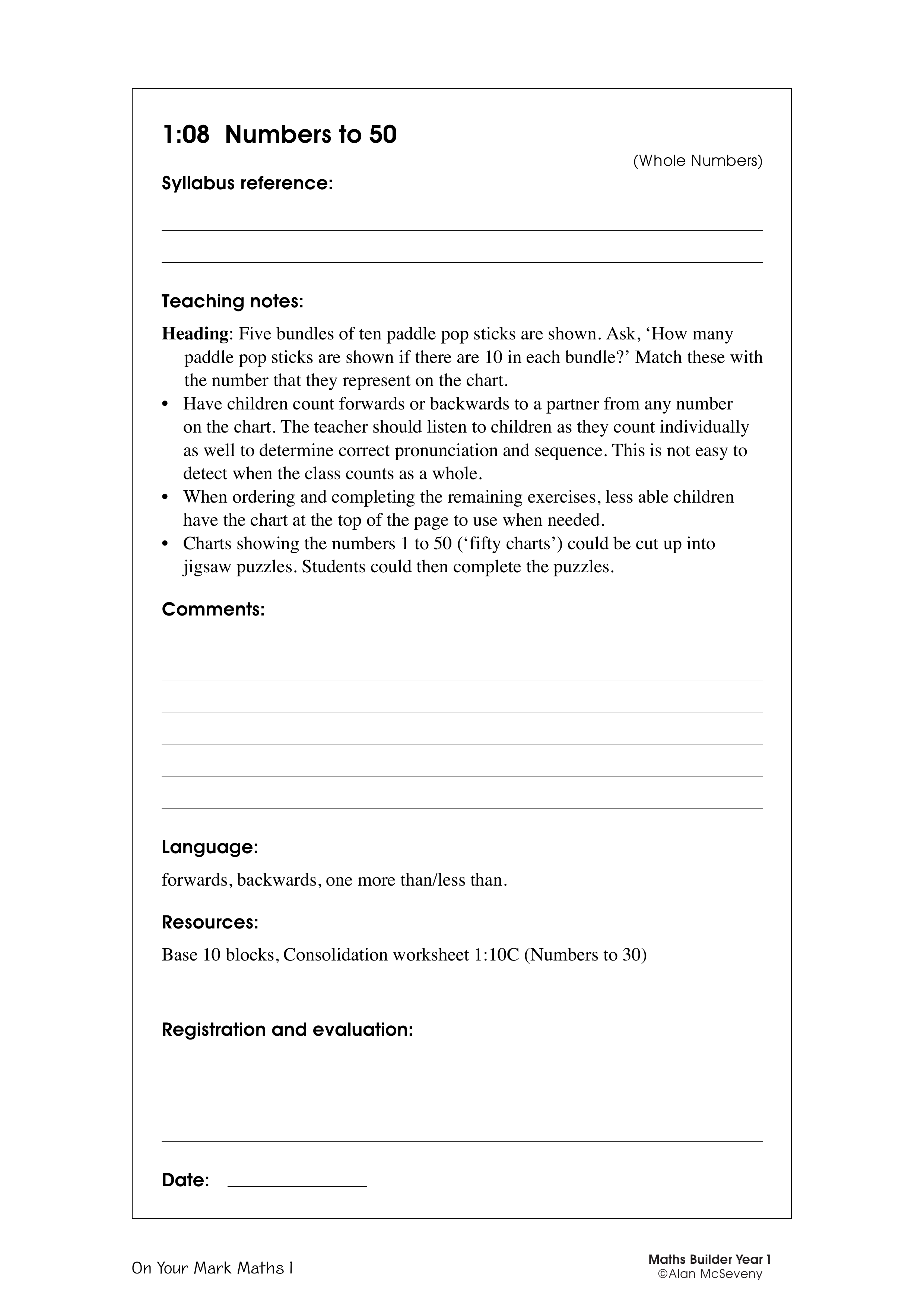Syllabus reference — worksheet preview