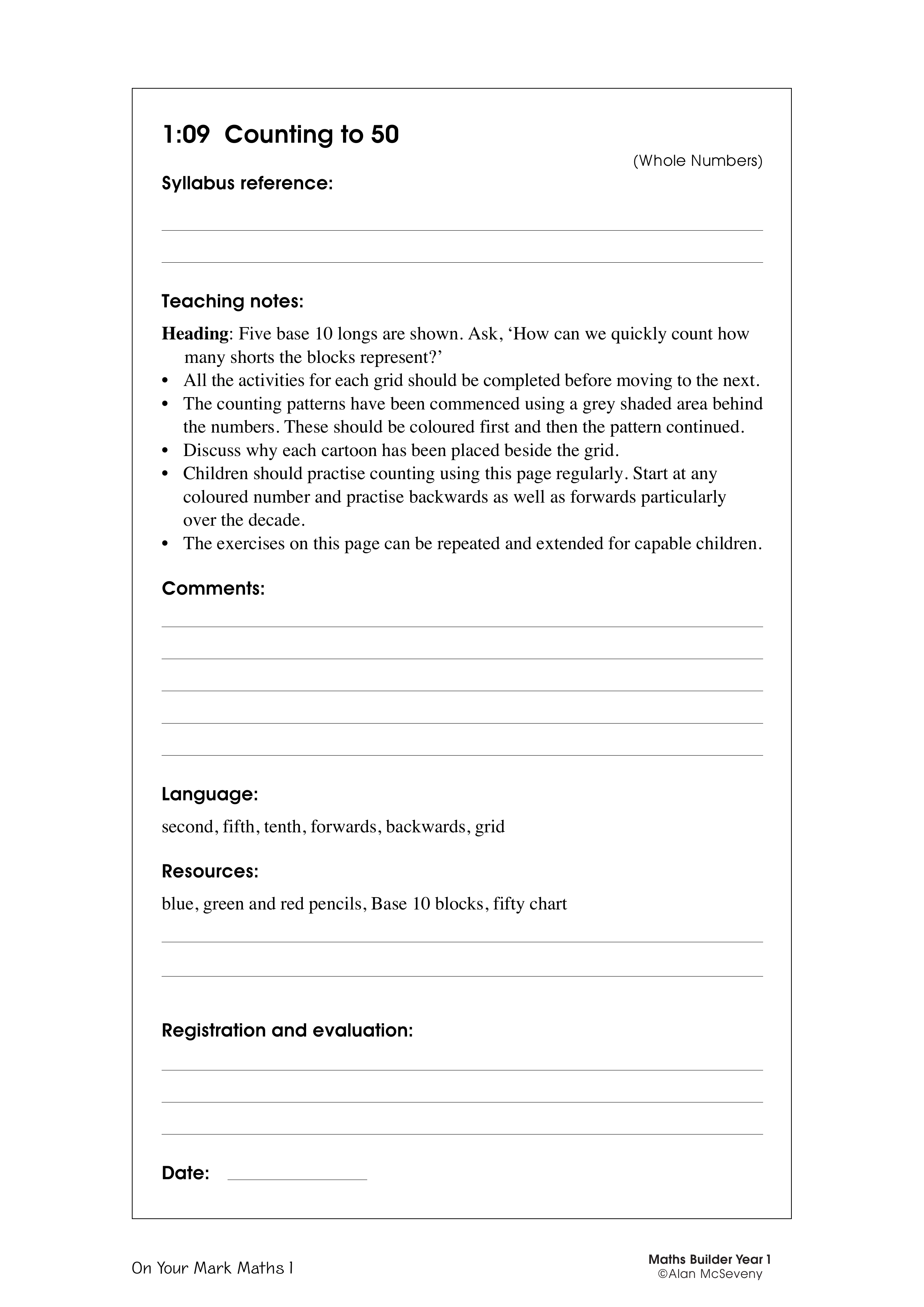 Counting to 50 — worksheet preview