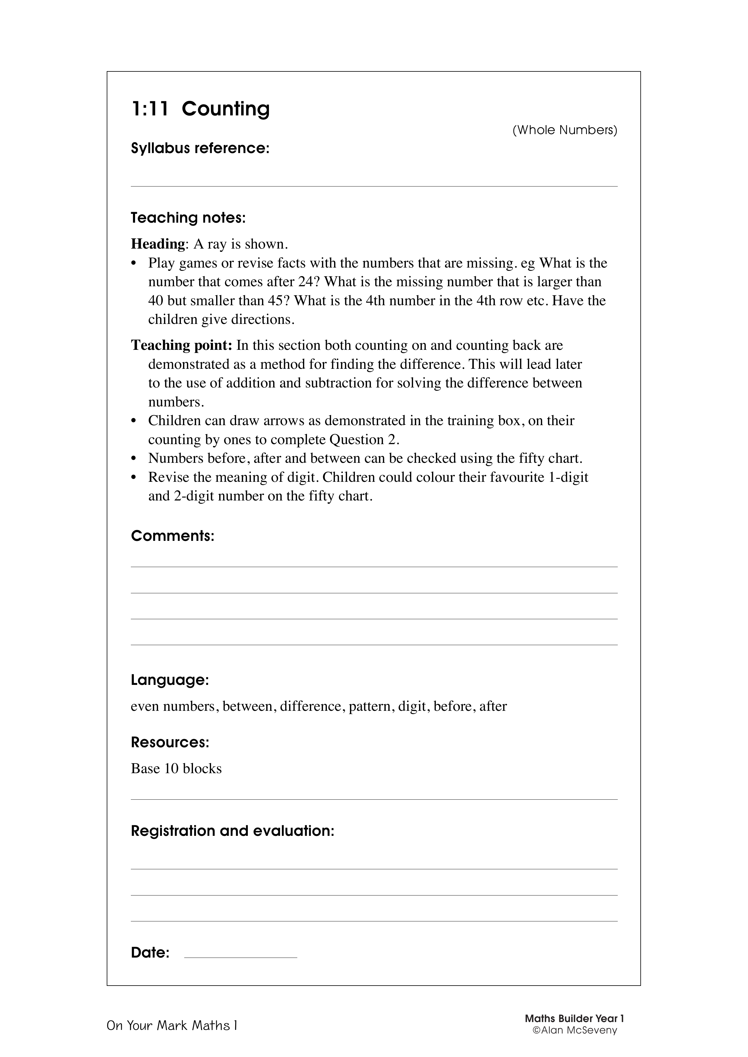 Counting to 50 — worksheet preview