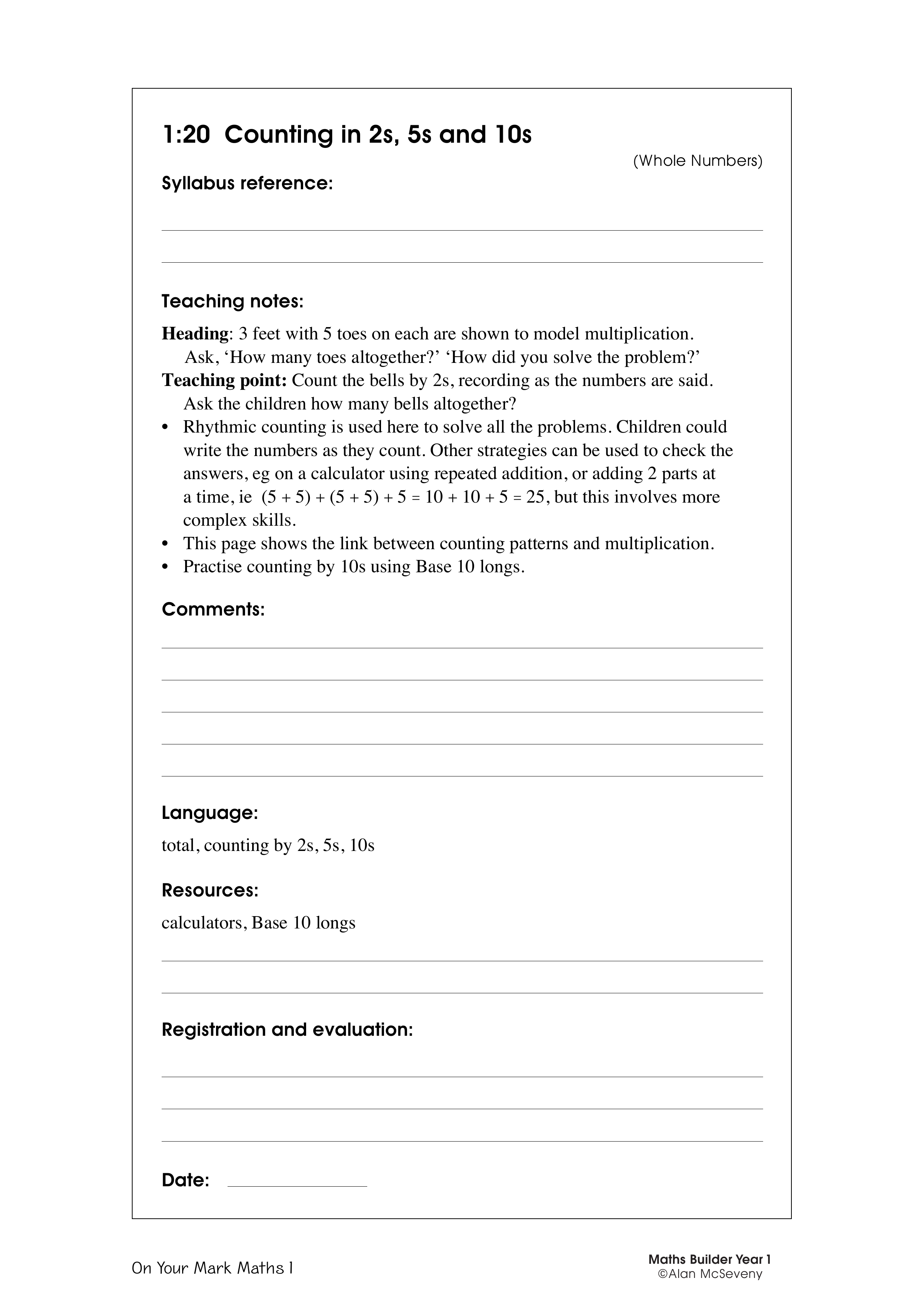 Counting in 2s, 5s and 10s — worksheet preview