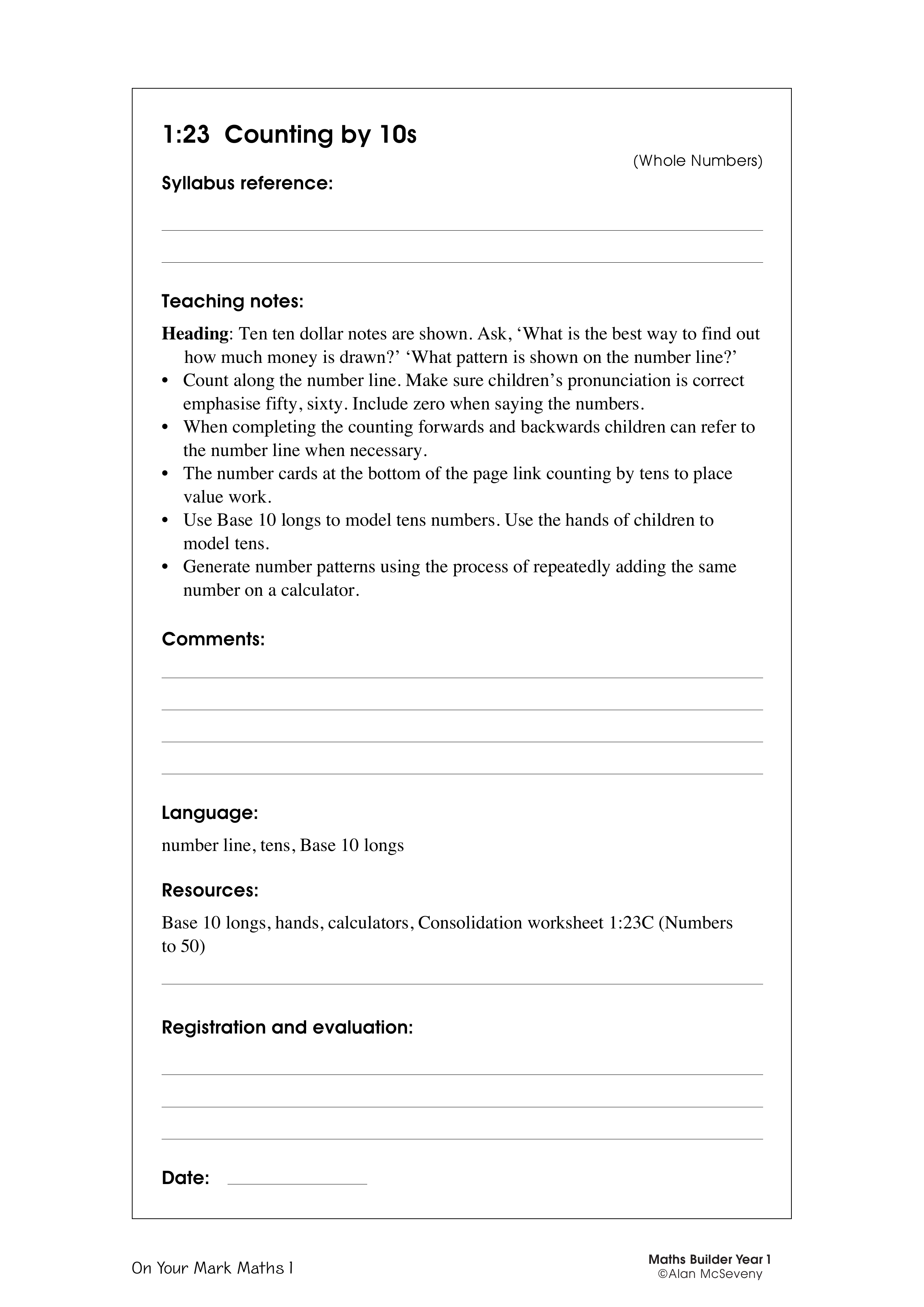 Counting by 10s — worksheet preview