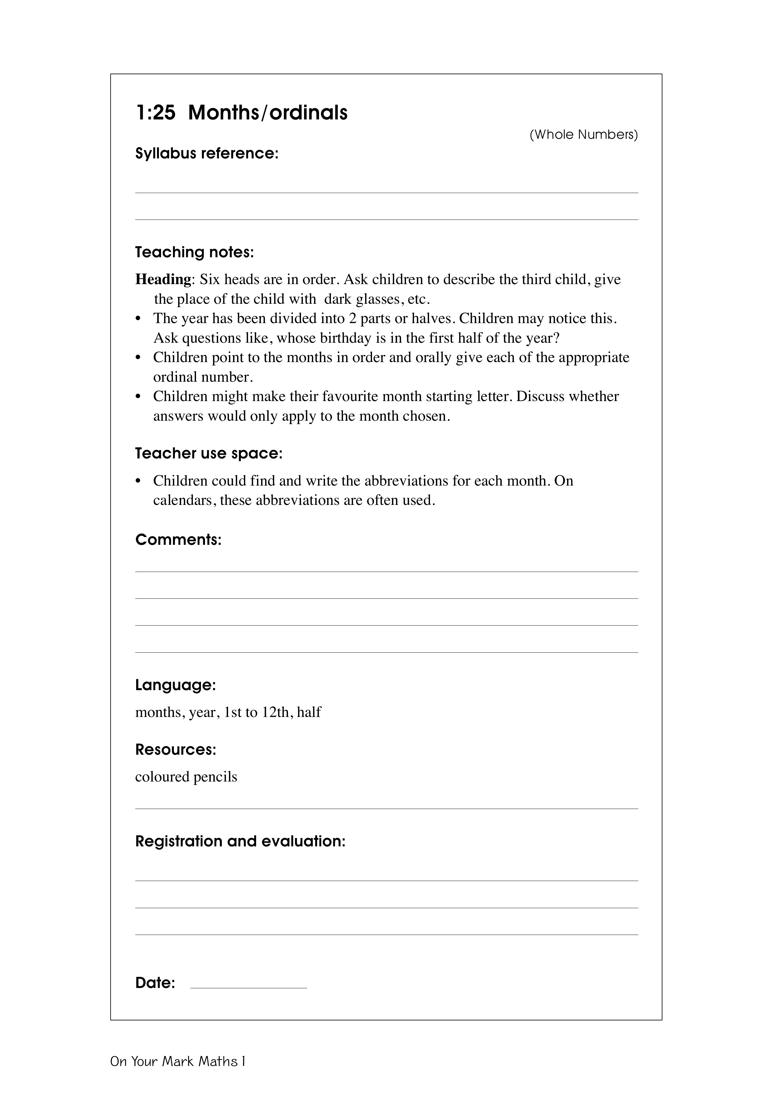 Months/ordinals — worksheet preview