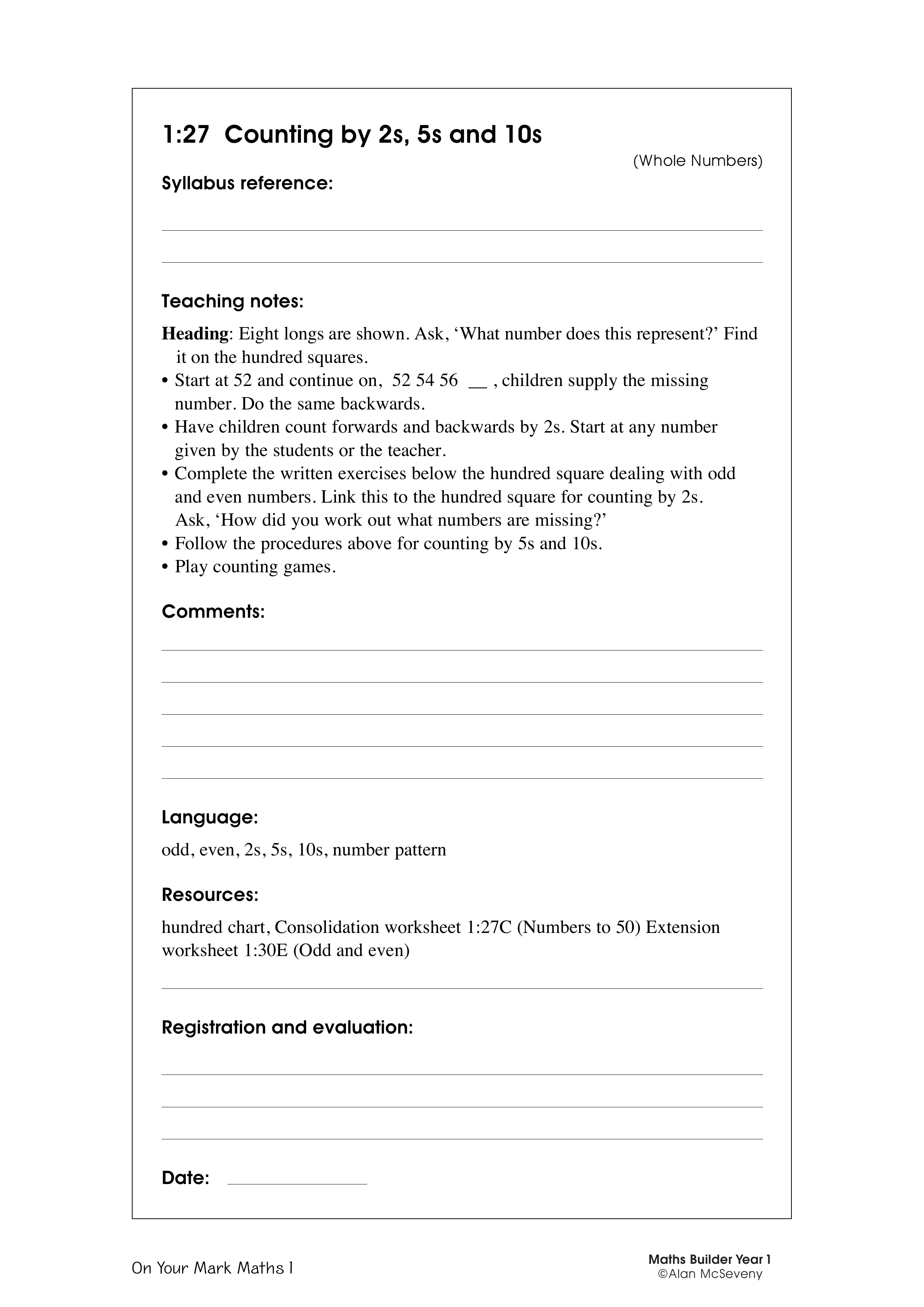 Counting by 2s, 5s and 10s — worksheet preview
