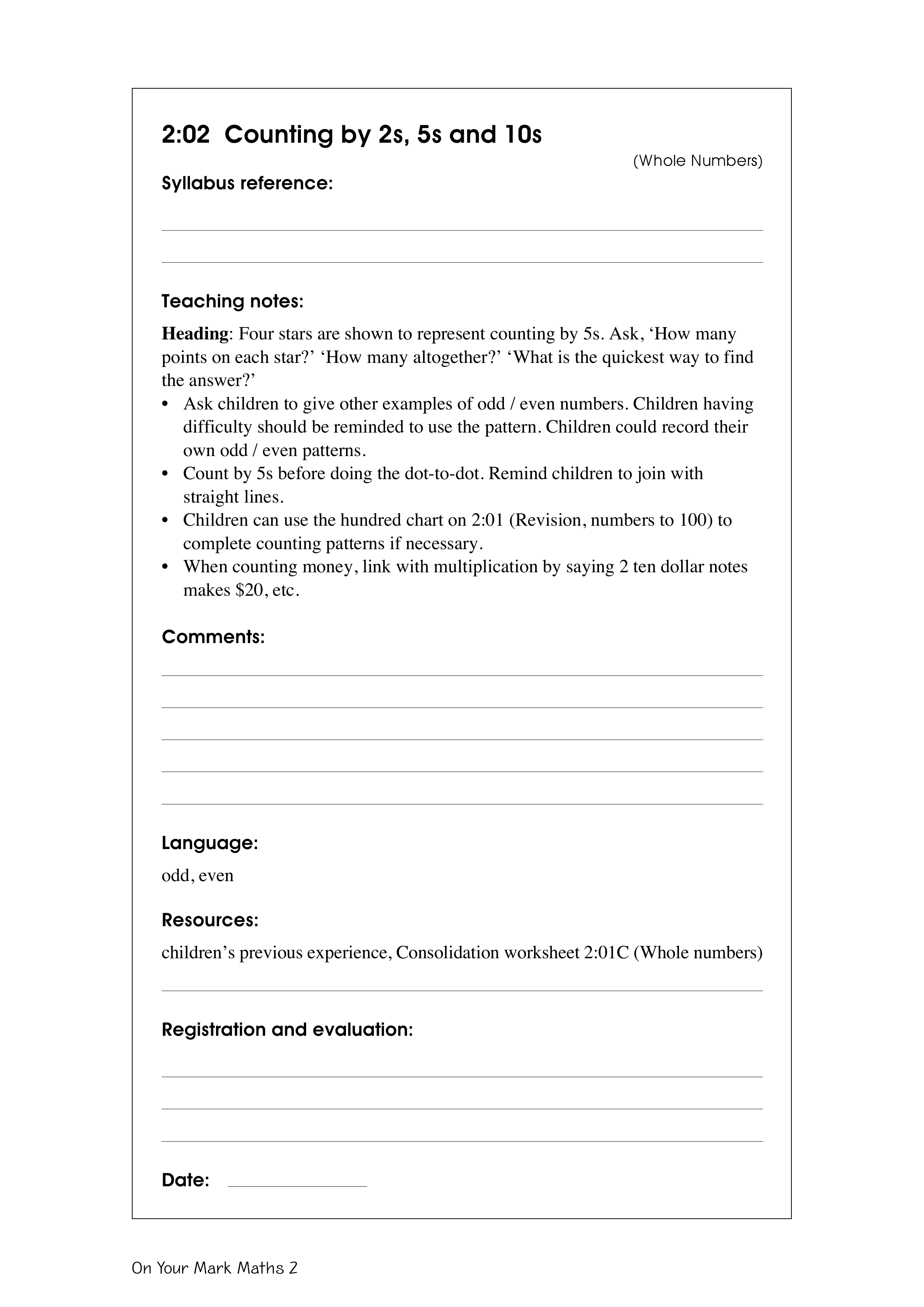 Counting by 2s, 5s and 10s — worksheet preview