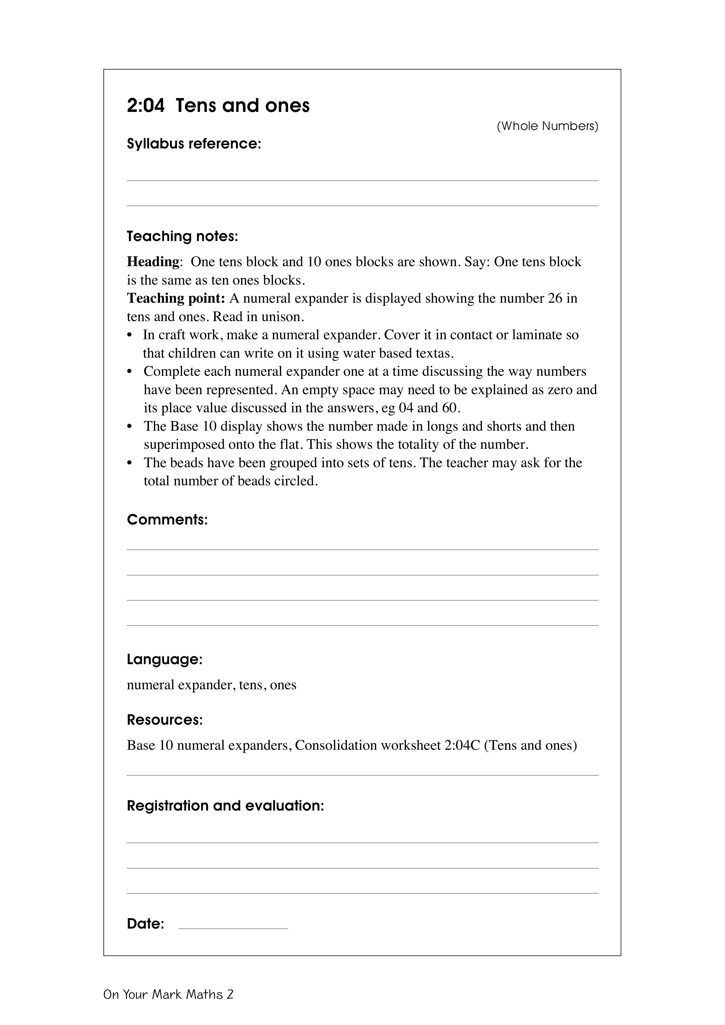 Tens and ones — worksheet preview