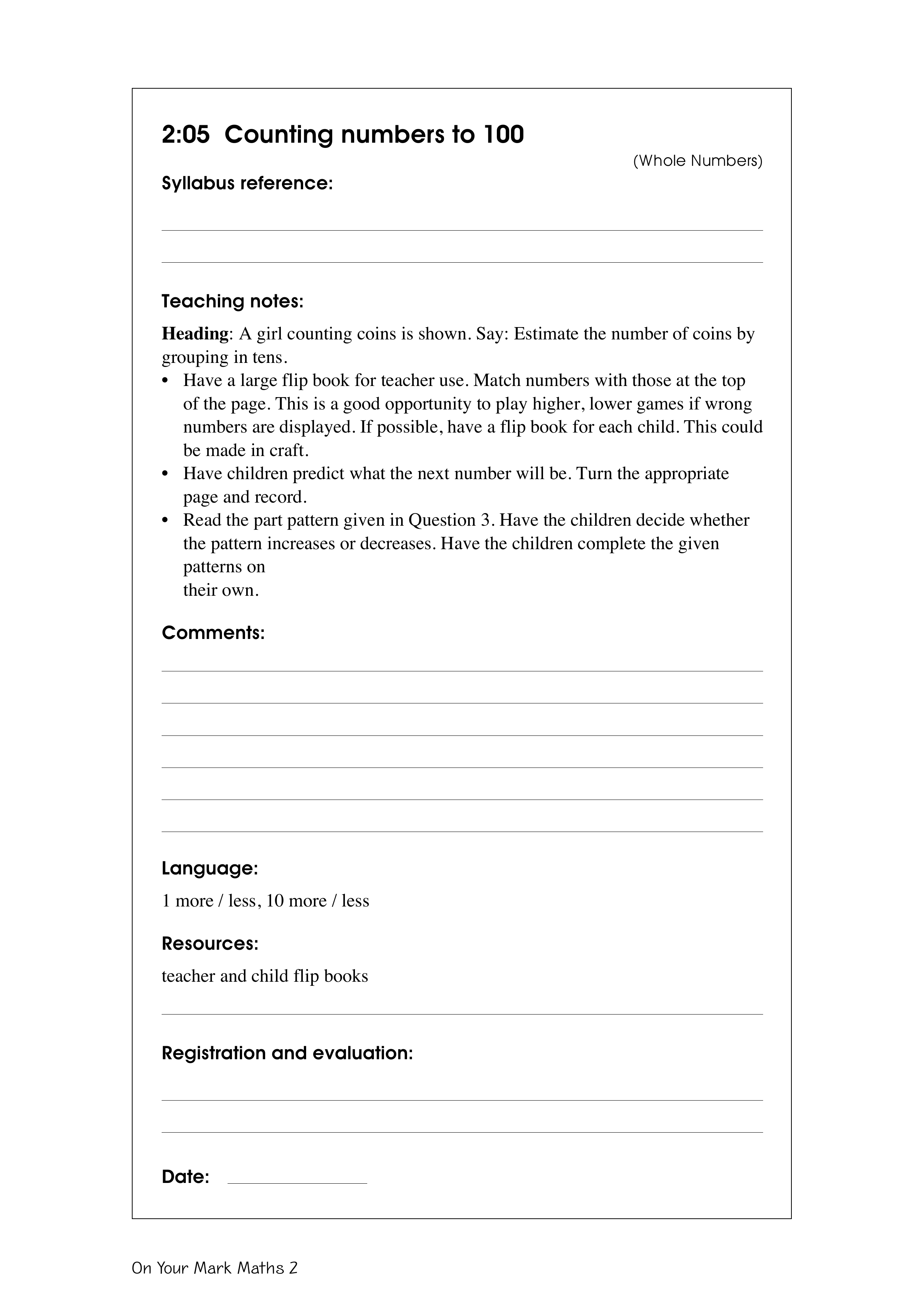 Counting numbers to 100 — worksheet preview