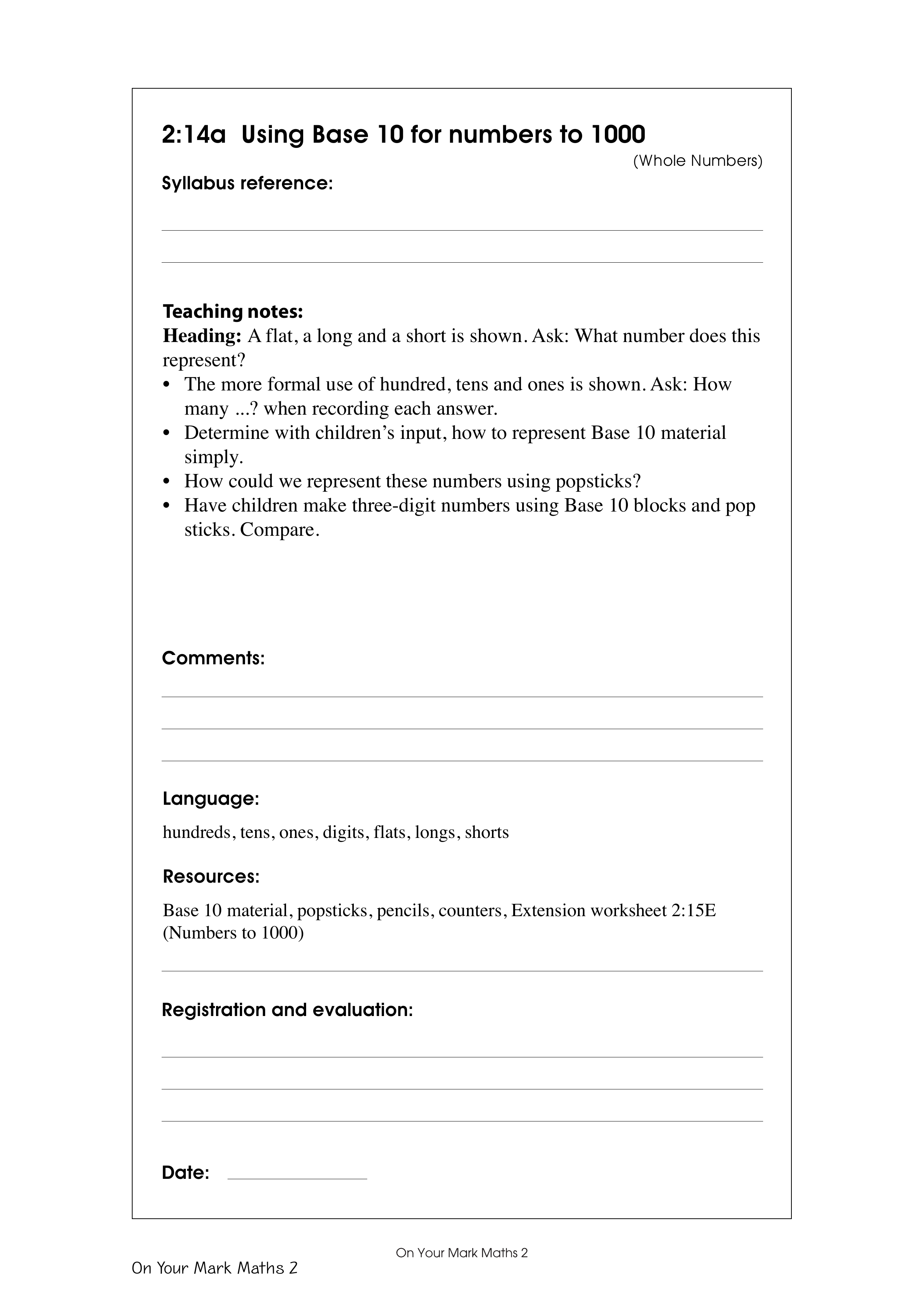 Using Base 10 for numbers to 1000 — worksheet preview