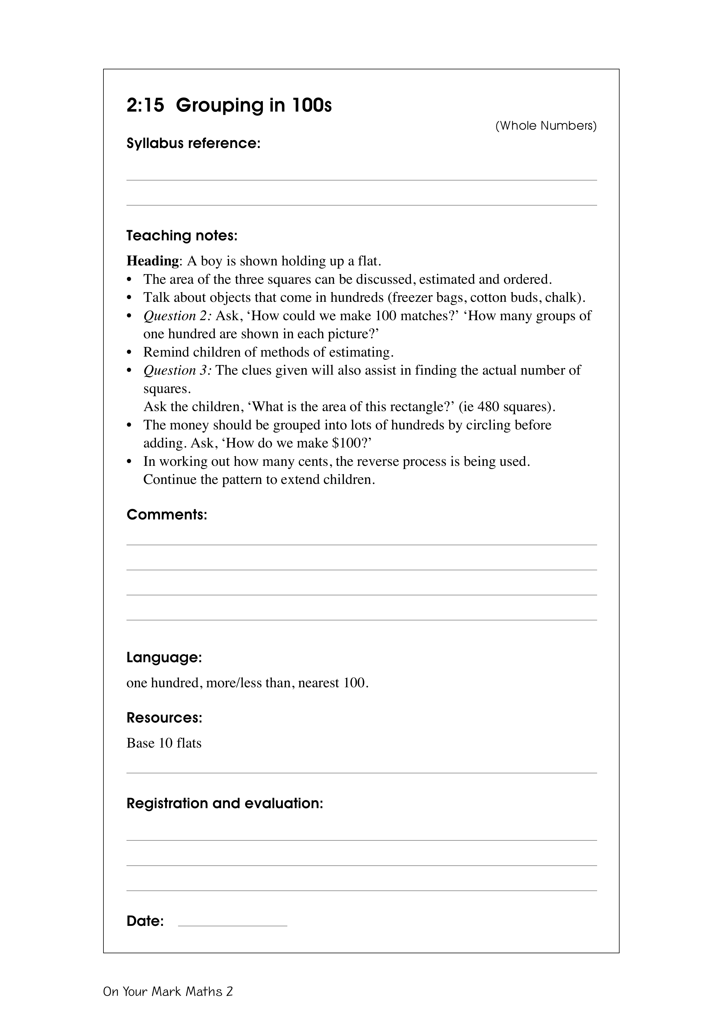 Grouping in 100s — worksheet preview
