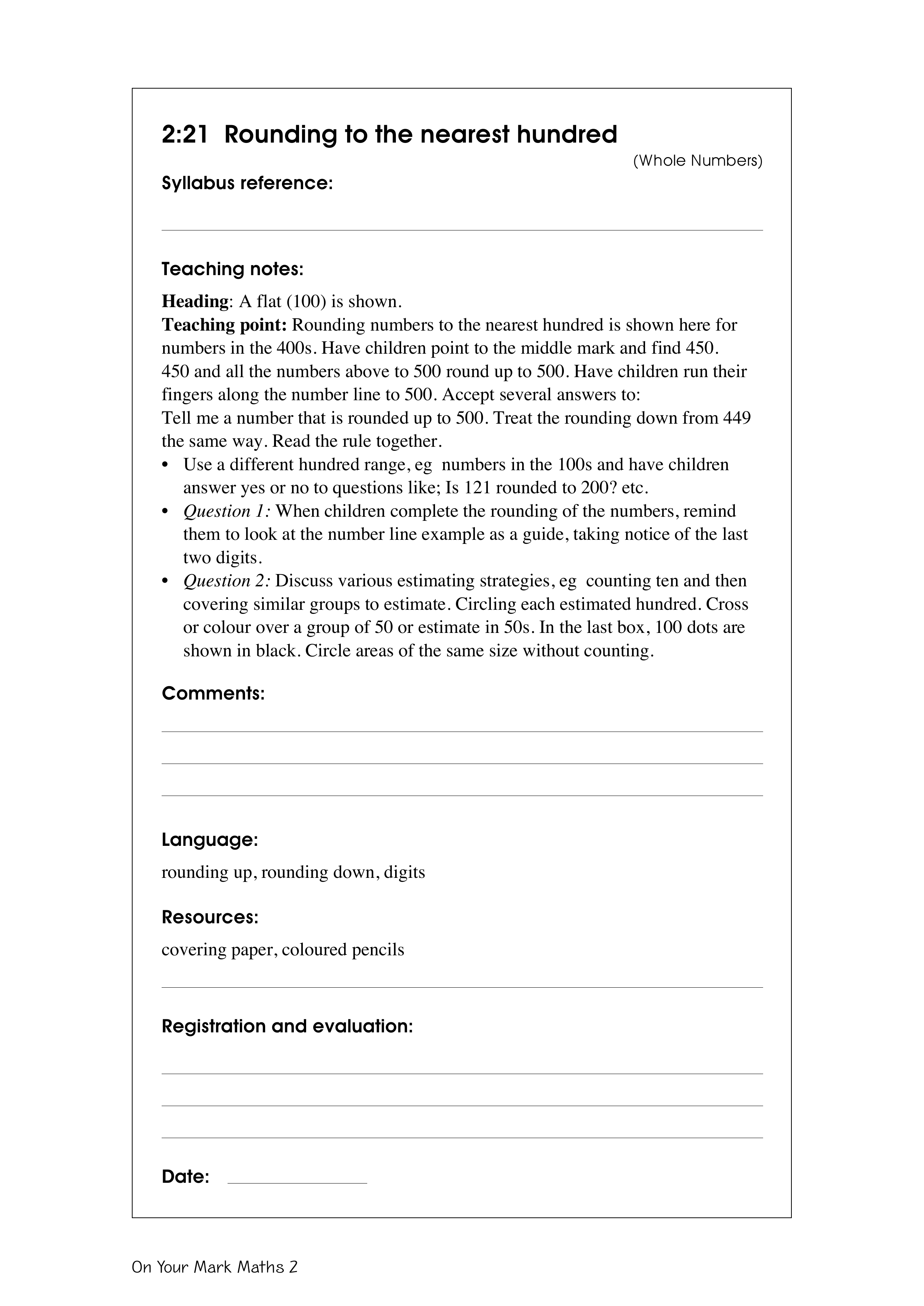 Rounding to the nearest hundred — worksheet preview