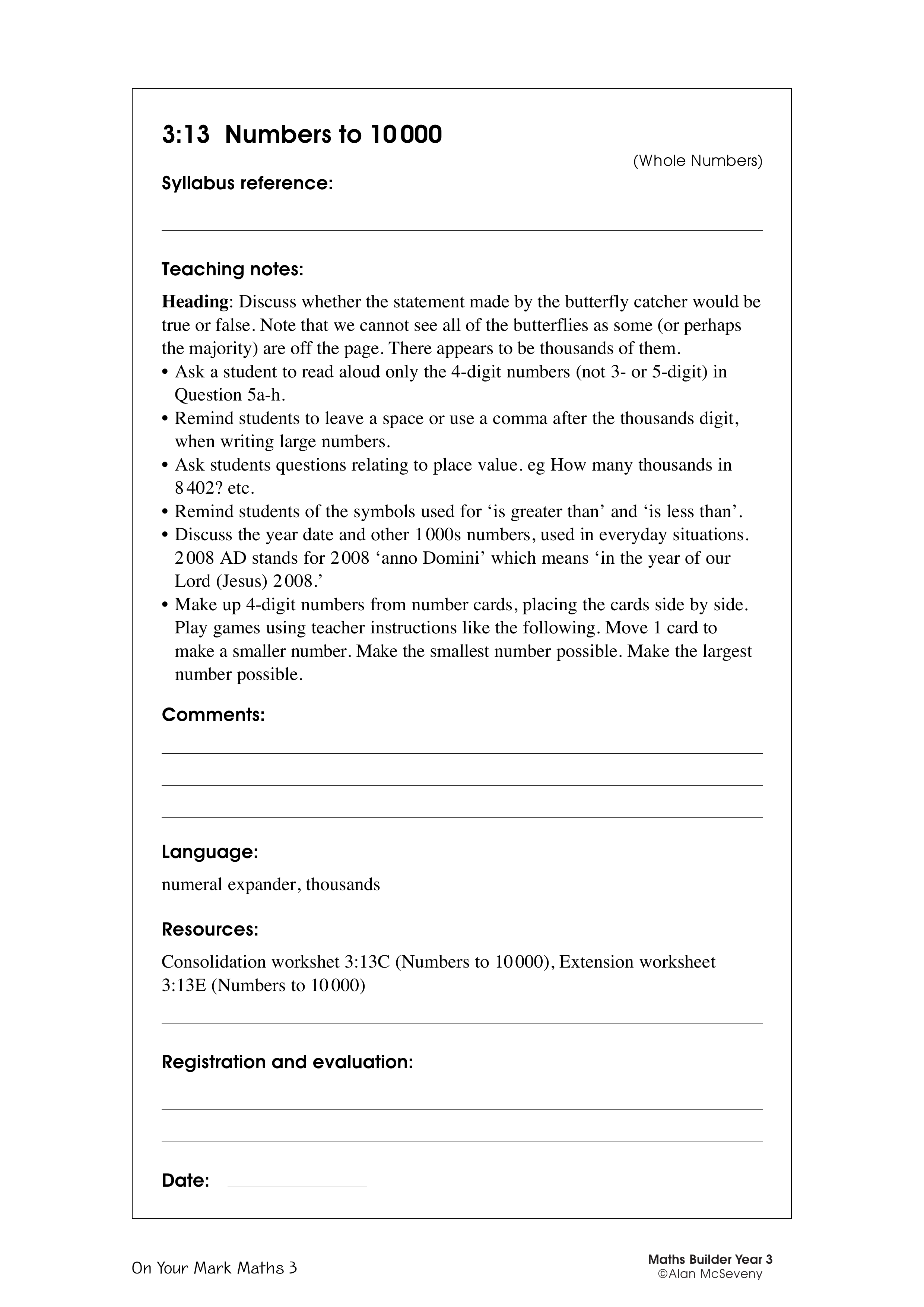 Numbers to 10 000 — worksheet preview
