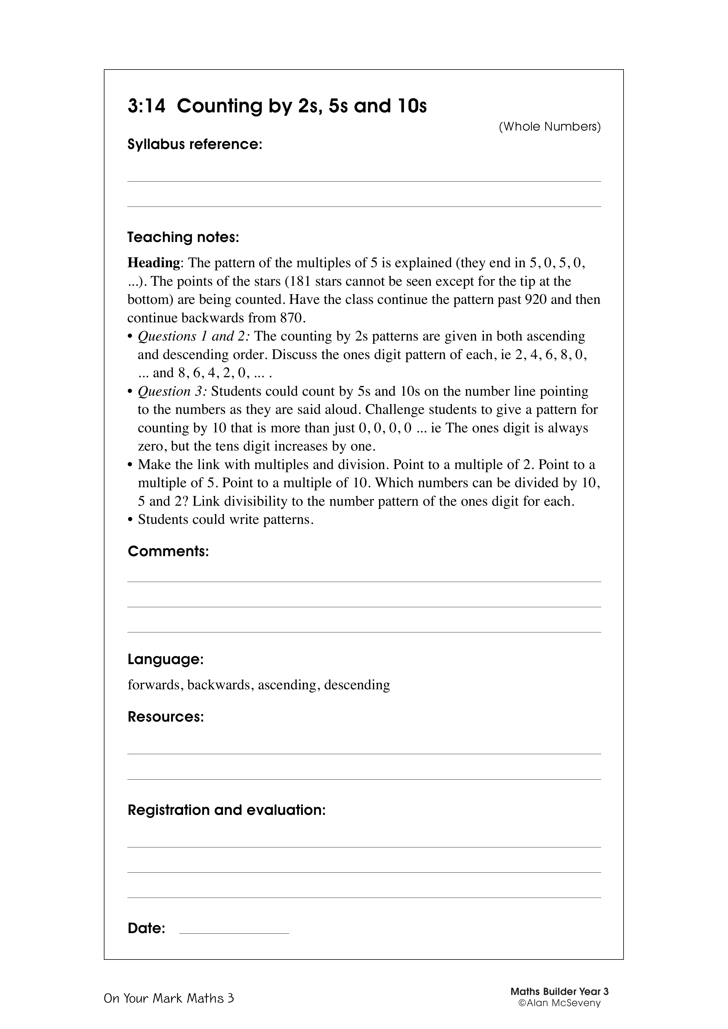 Counting by 2s, 5s and 10s — worksheet preview