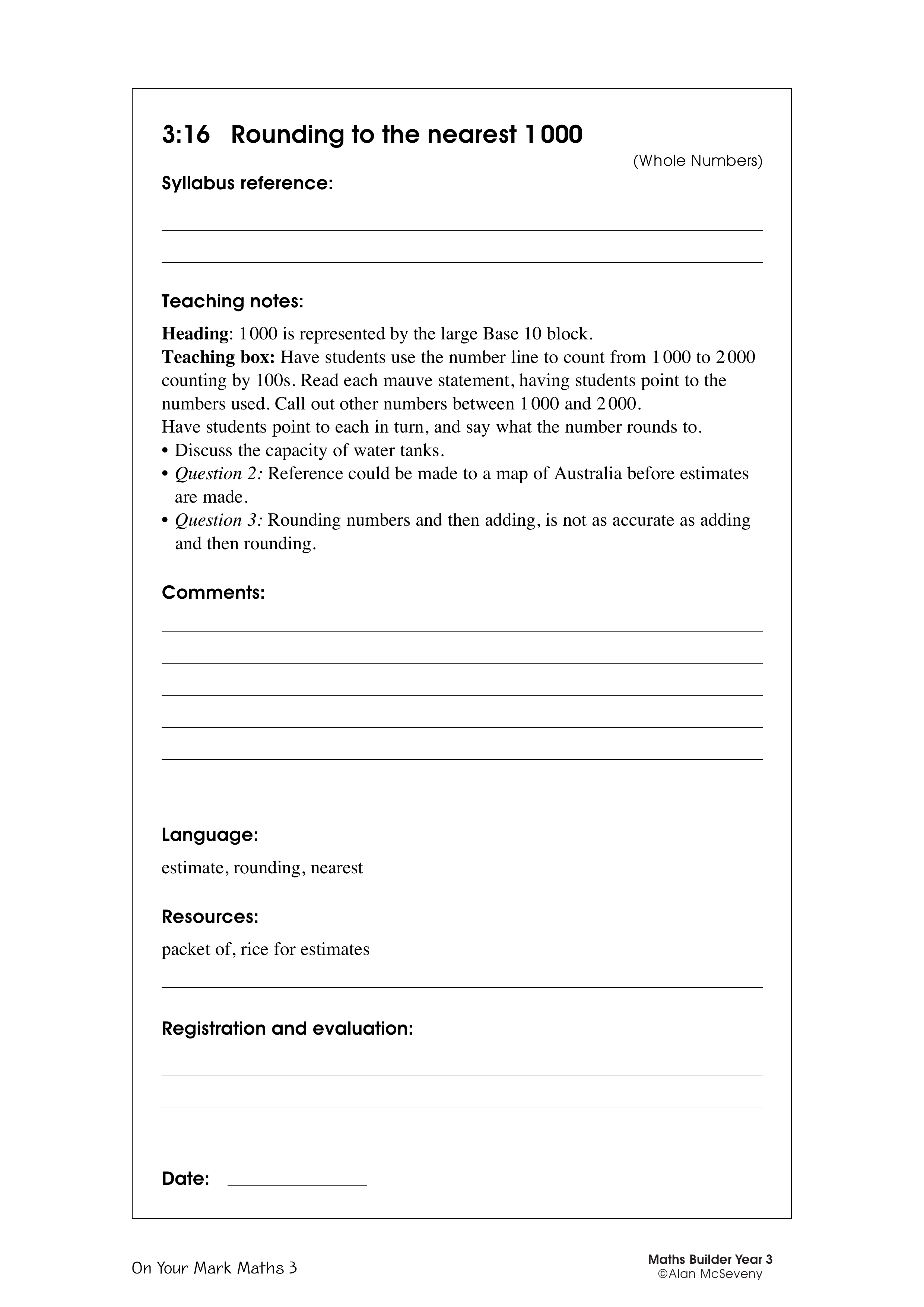 Rounding to the nearest 1 000 — worksheet preview