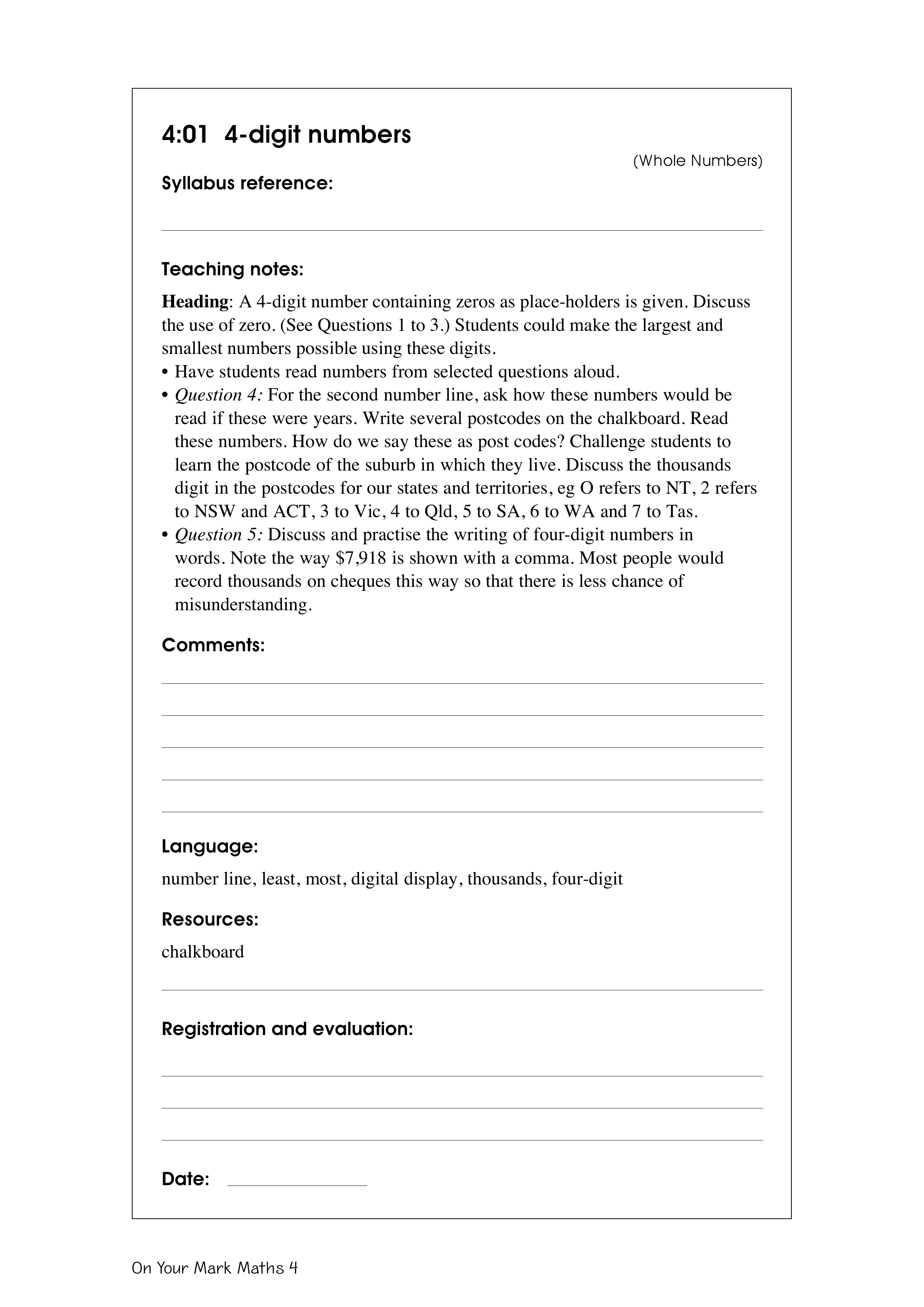 4-digit numbers — worksheet preview