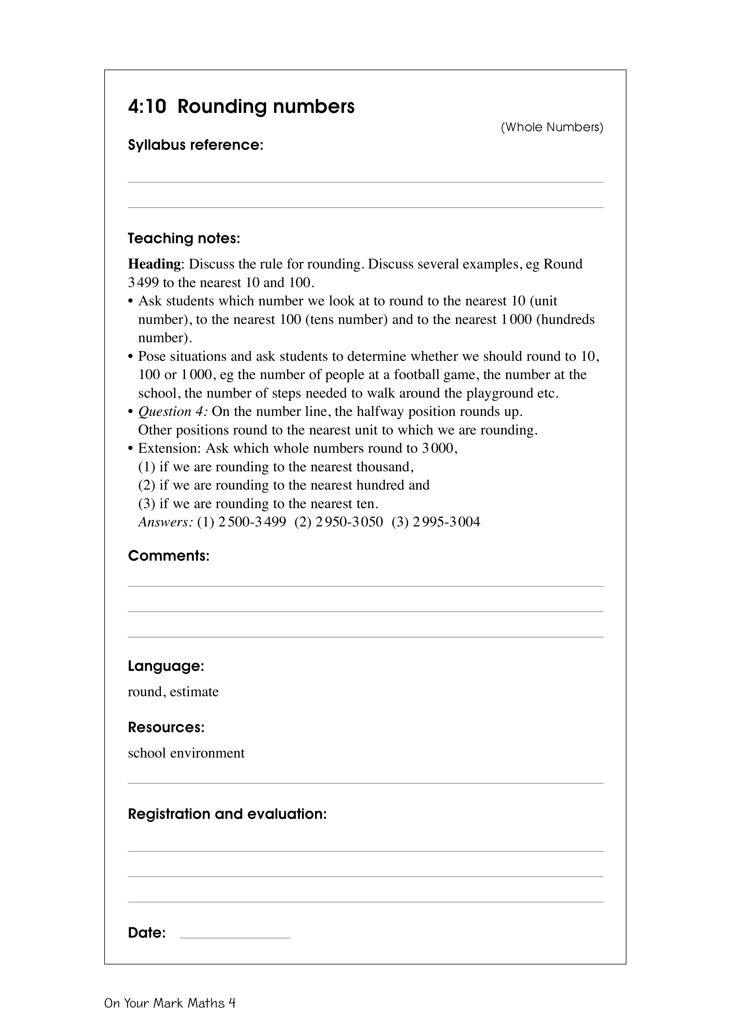 Rounding numbers — worksheet preview