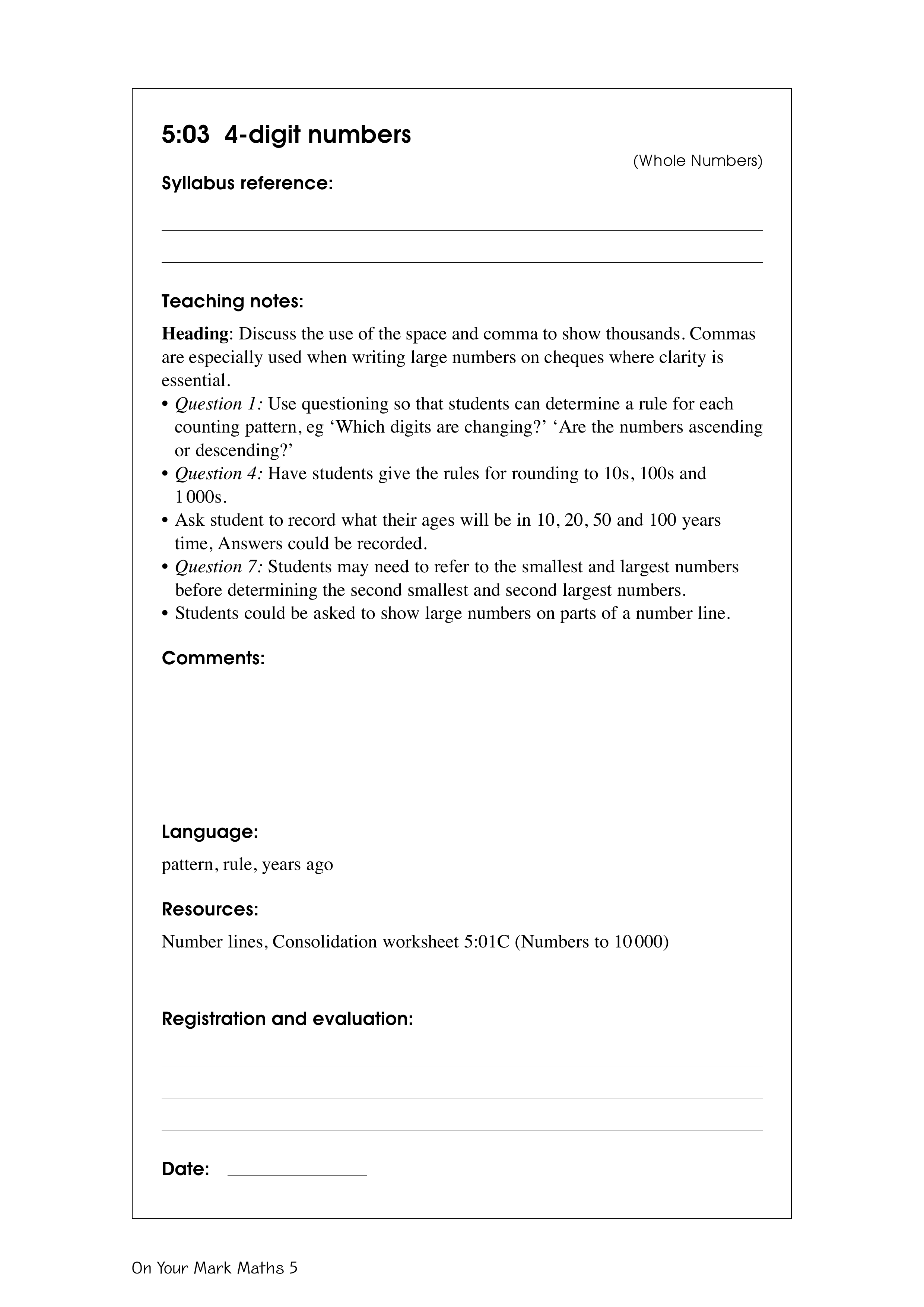 4-digit numbers — worksheet preview