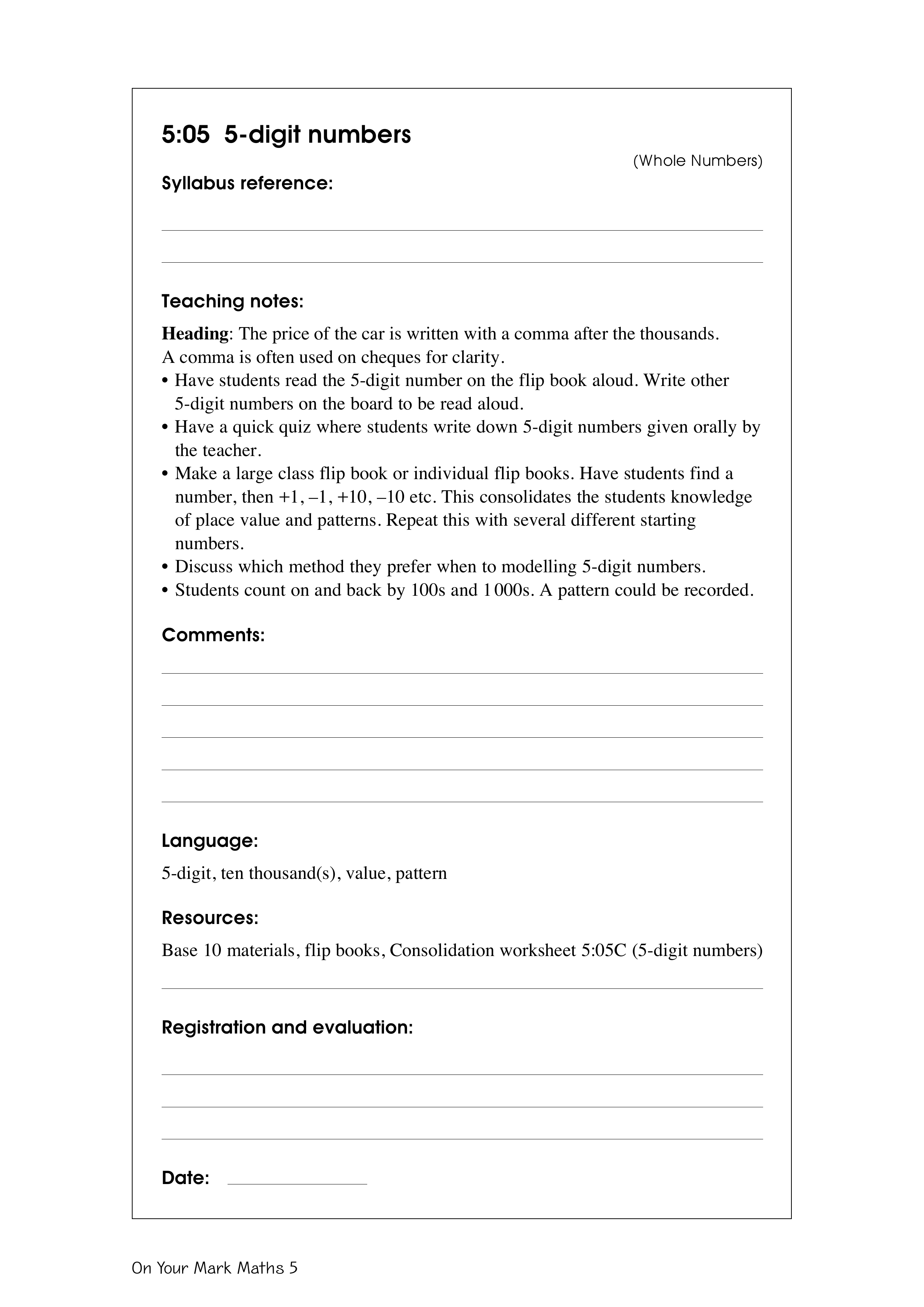 5-digit numbers — worksheet preview