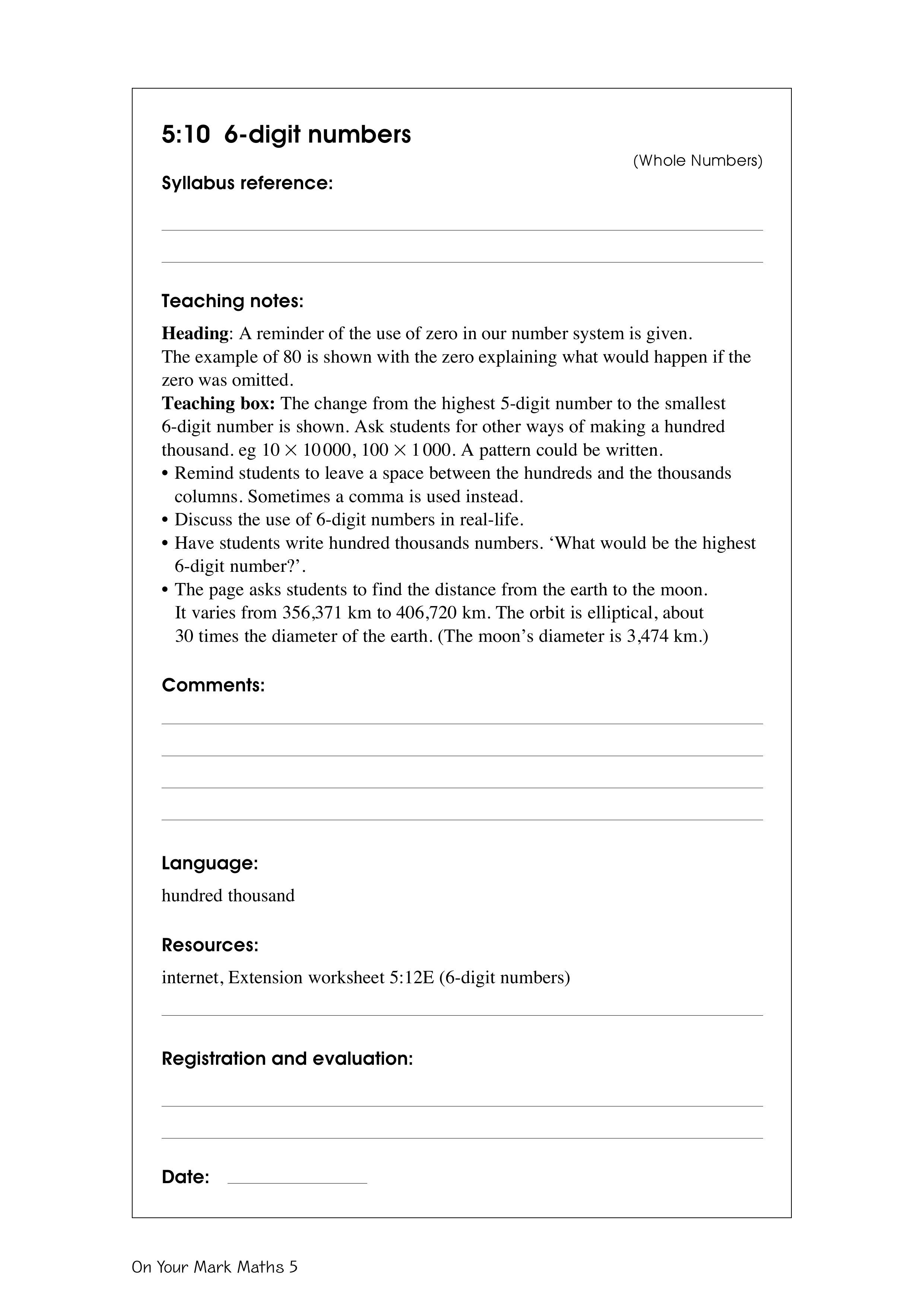 6-digit numbers — worksheet preview