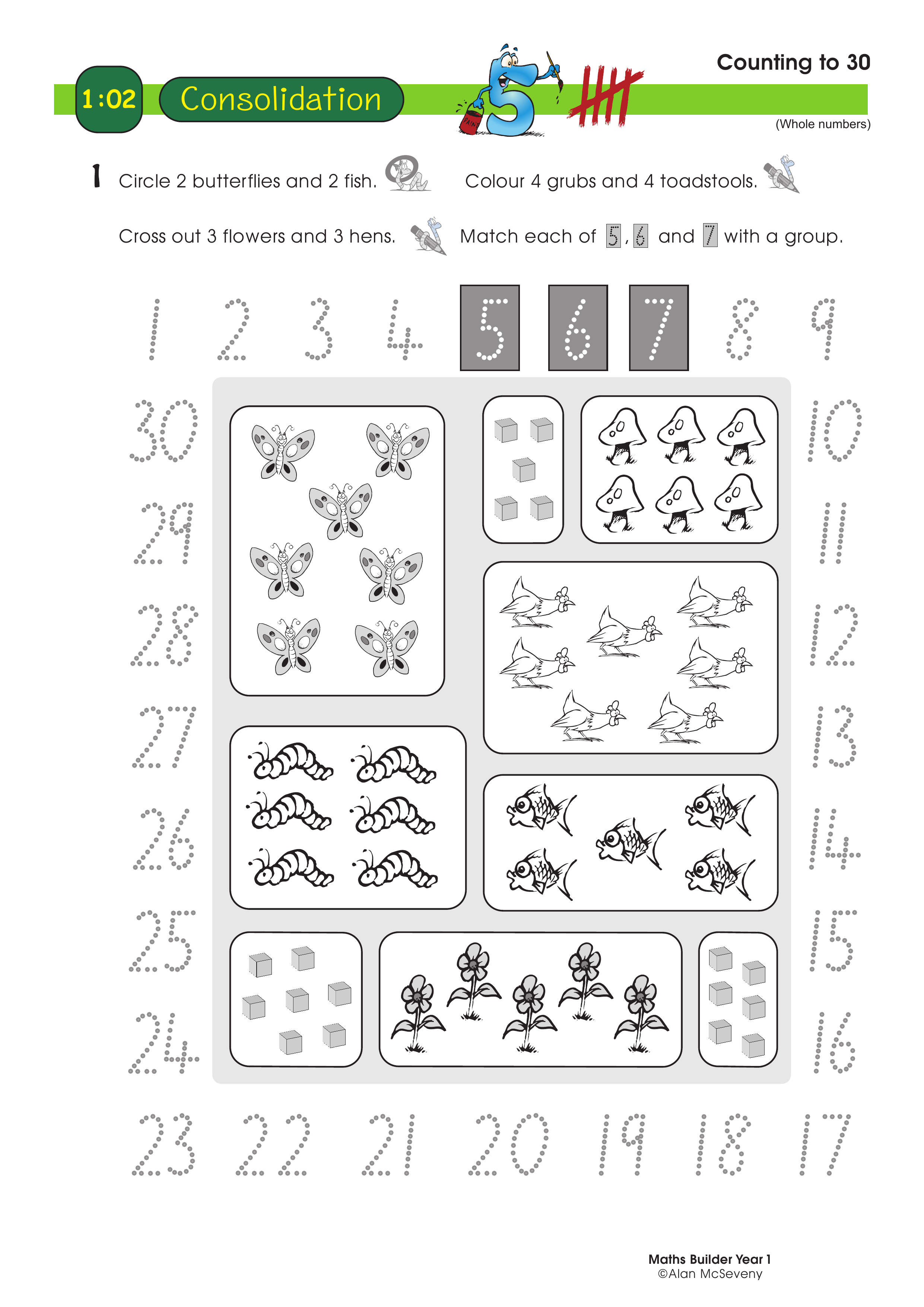 Counting to 30 — worksheet preview