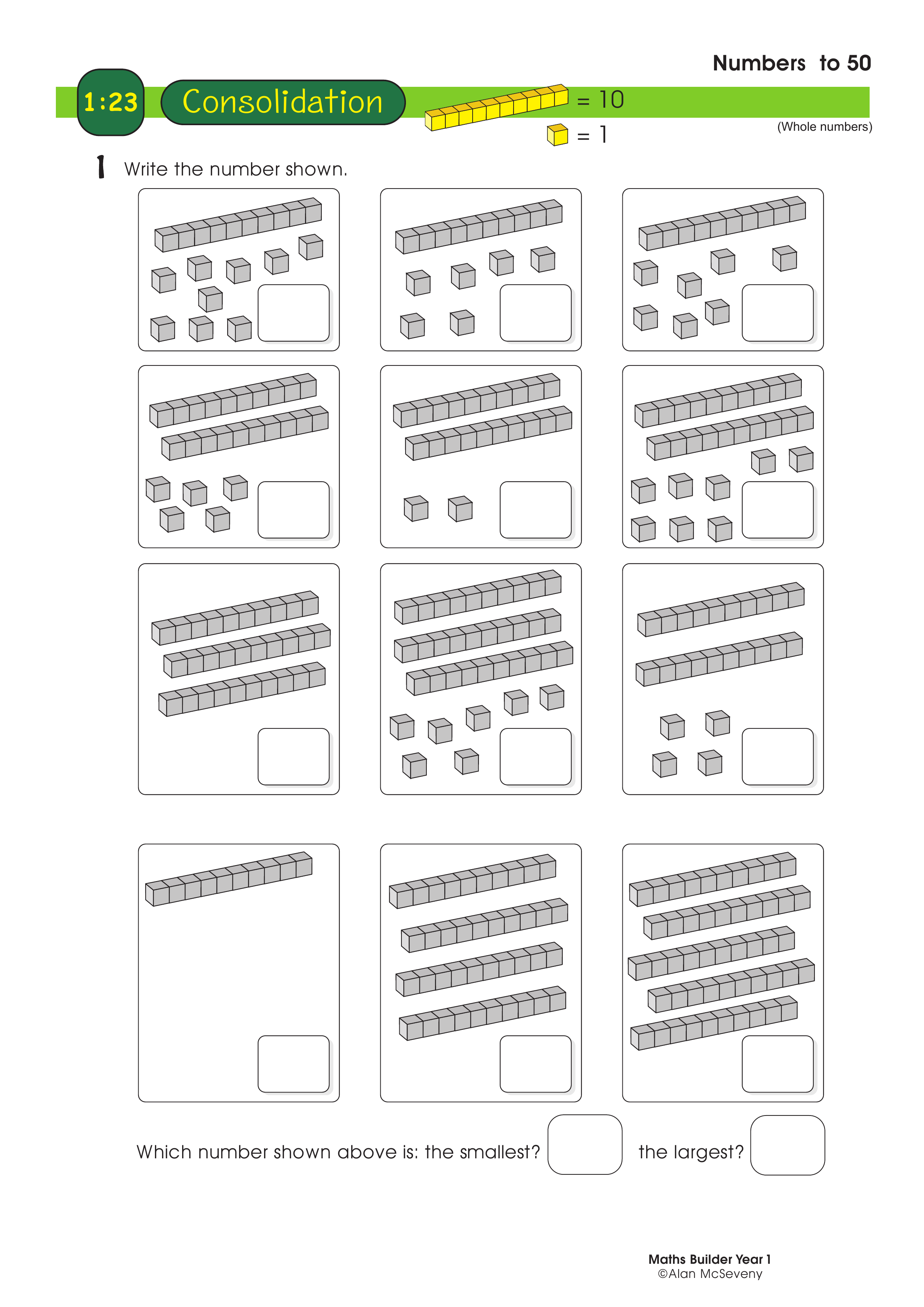 Numbers to 50 — worksheet preview