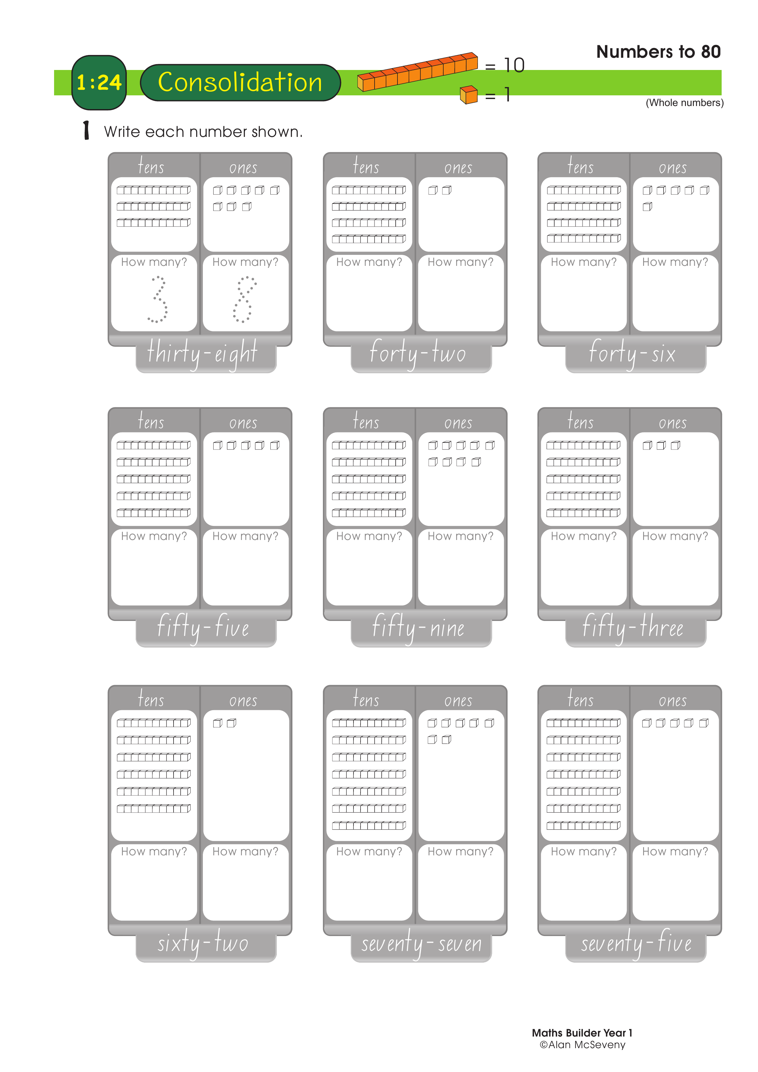 Numbers to 80 — worksheet preview