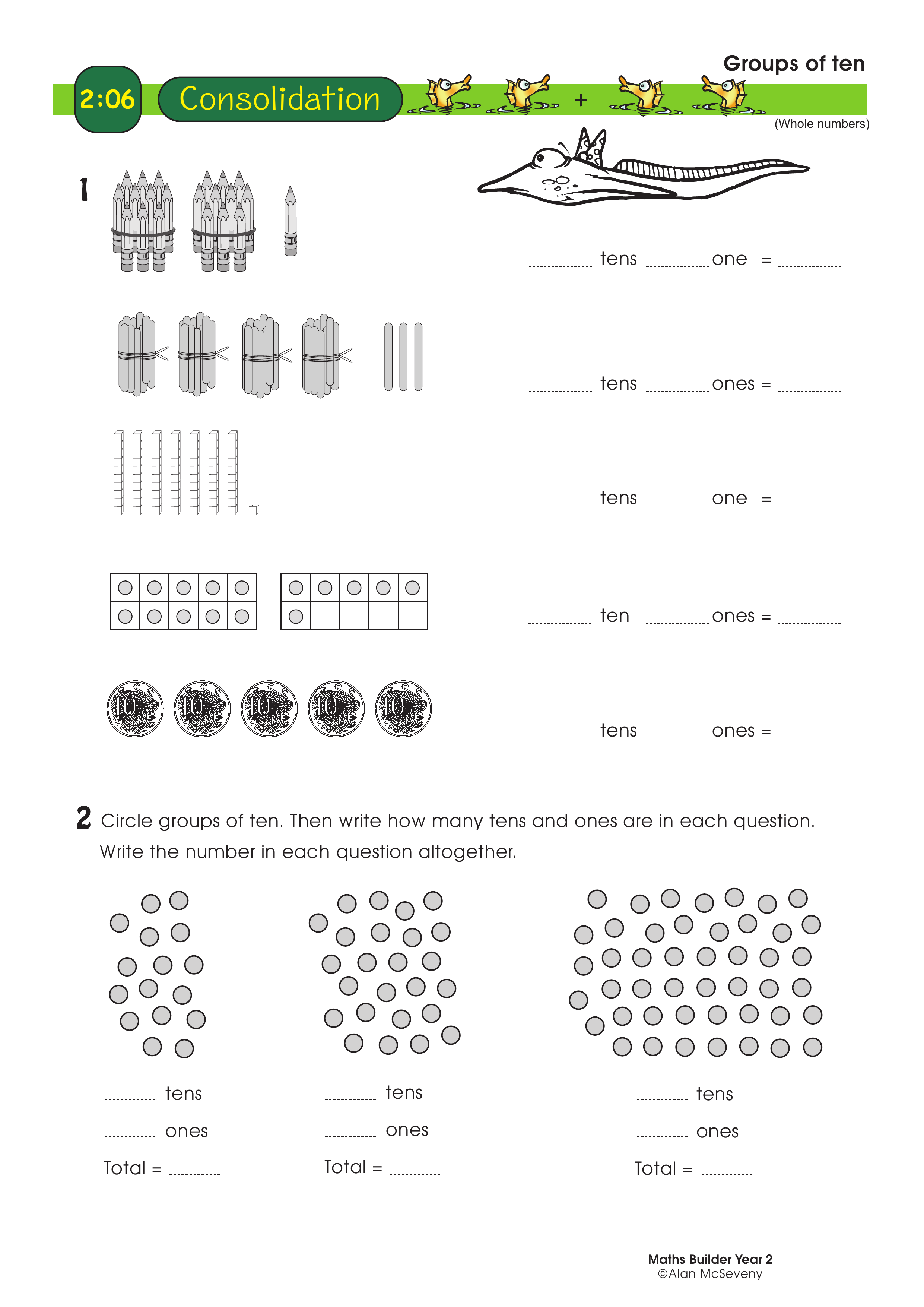 Groups of ten — worksheet preview
