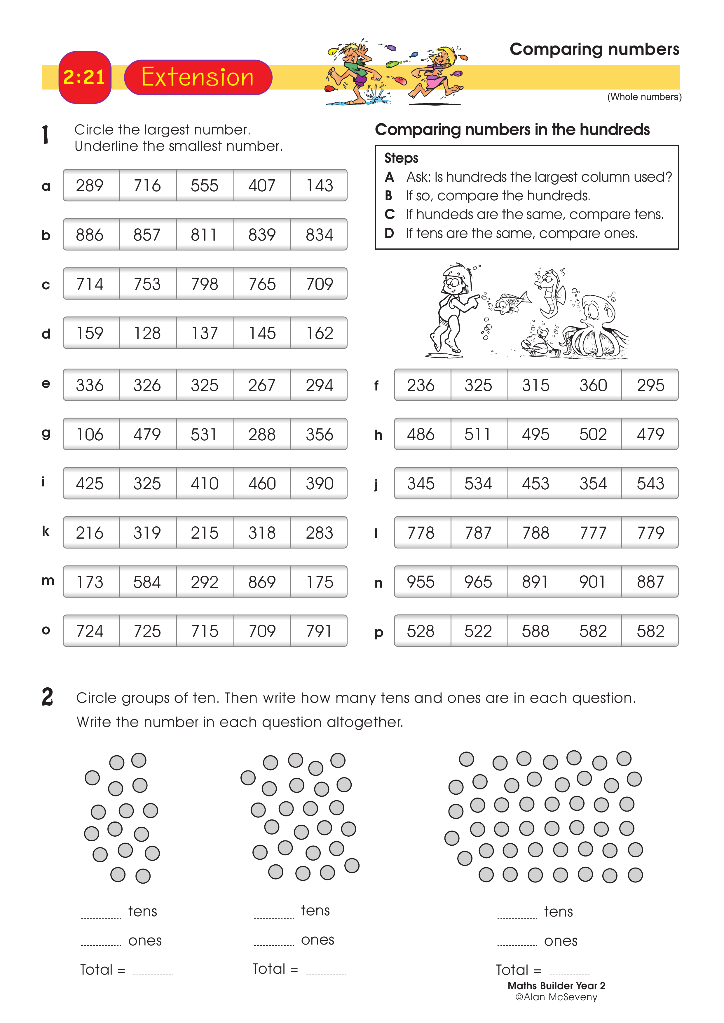 Comparing numbers — worksheet preview