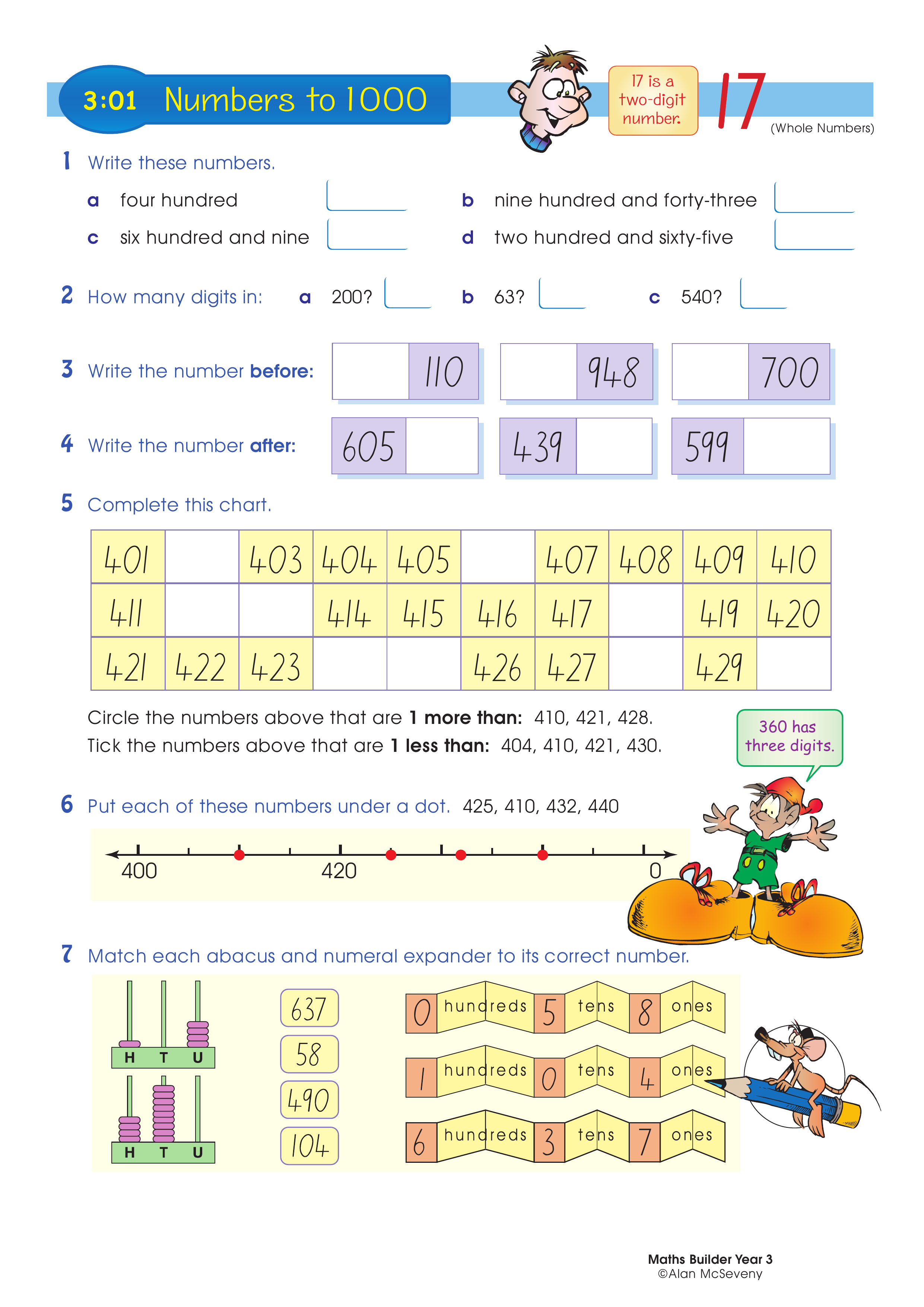 Numbers to 1000 — worksheet preview