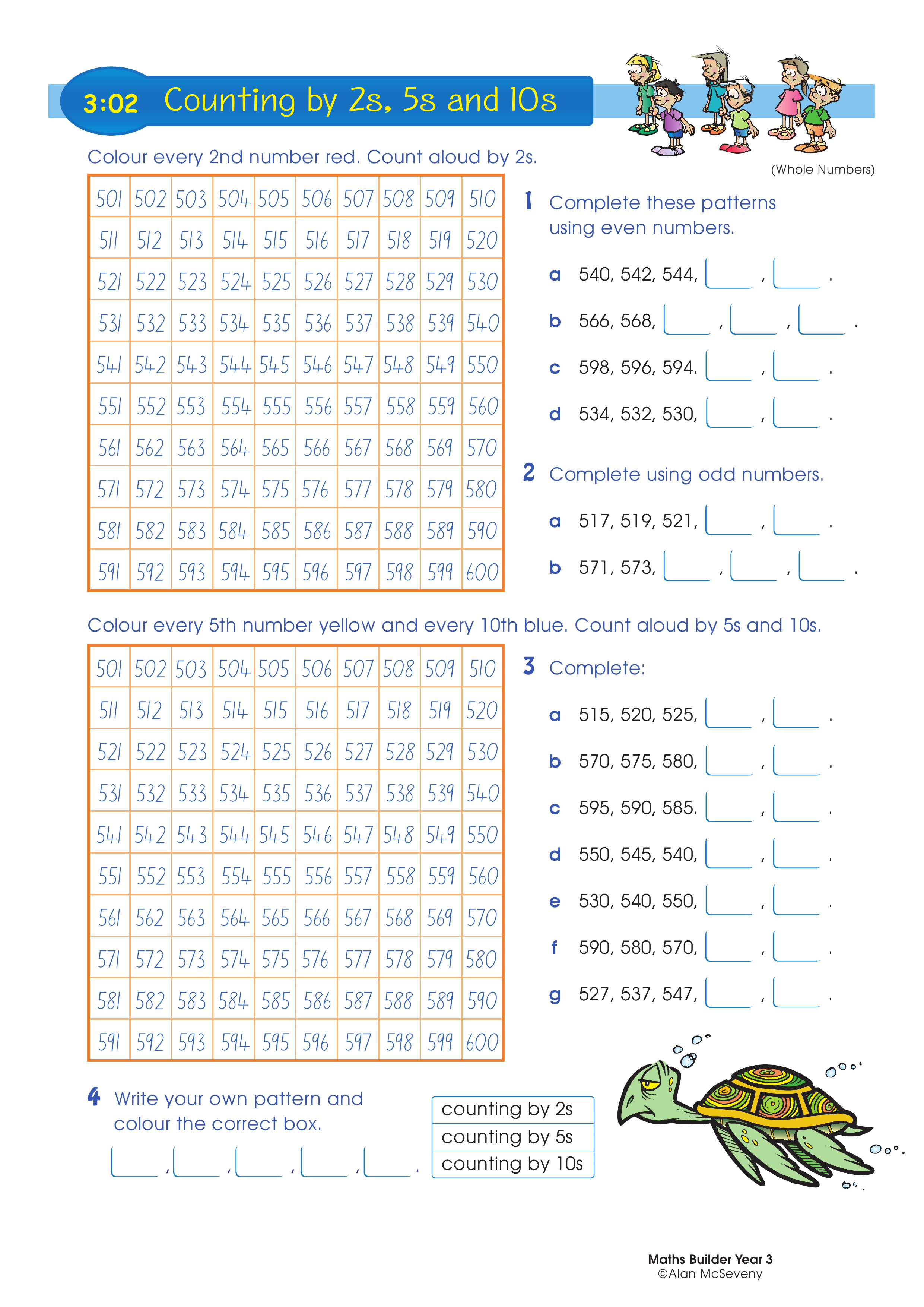 Counting by 2s, 5s and 10s — worksheet preview