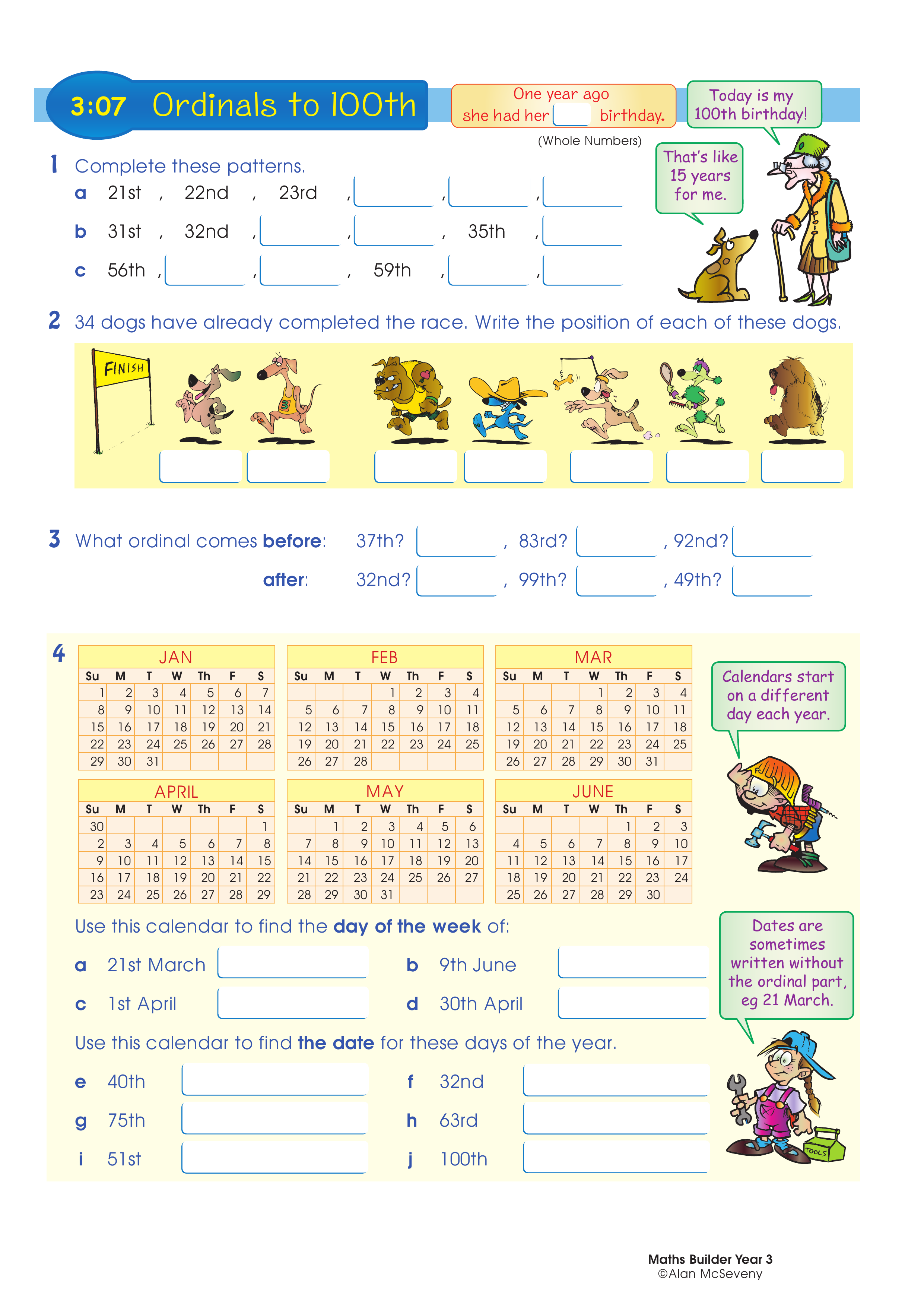 Ordinals to 100th — worksheet preview