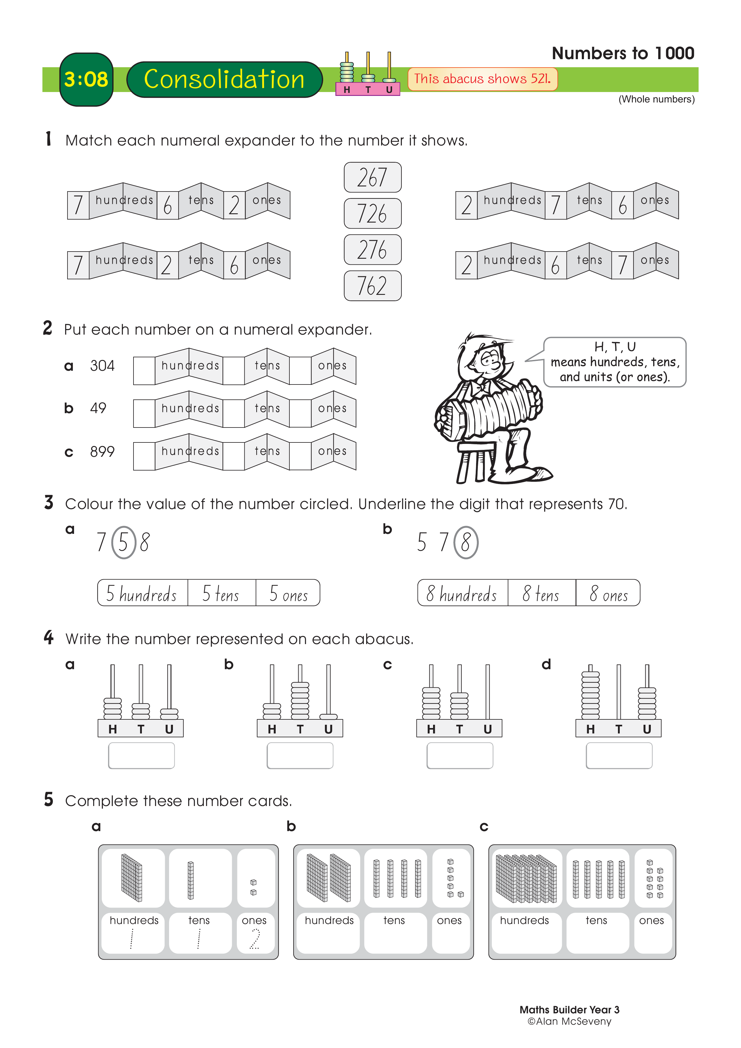 Numbers to 1000 — worksheet preview
