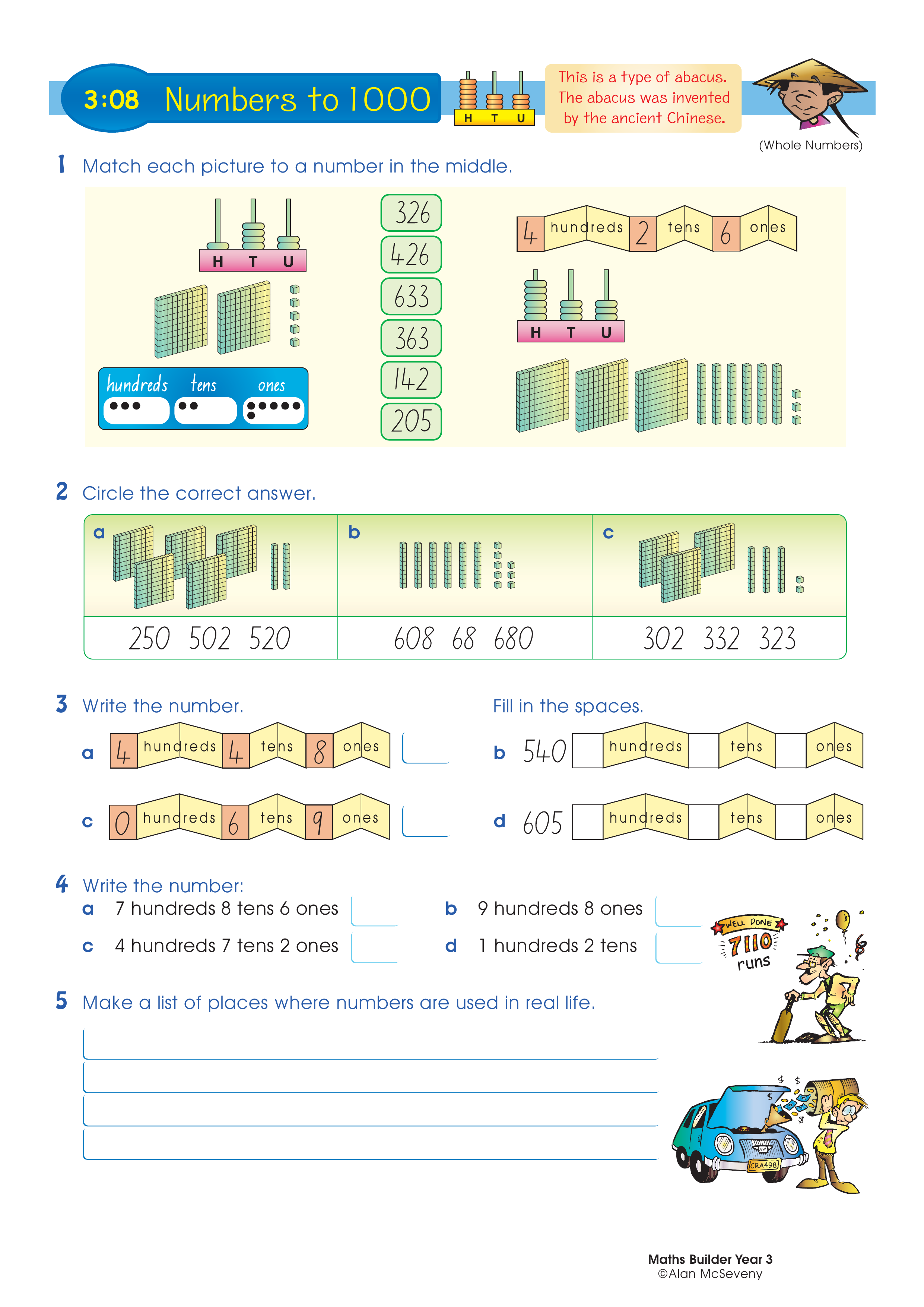 Numbers to 1000 — worksheet preview