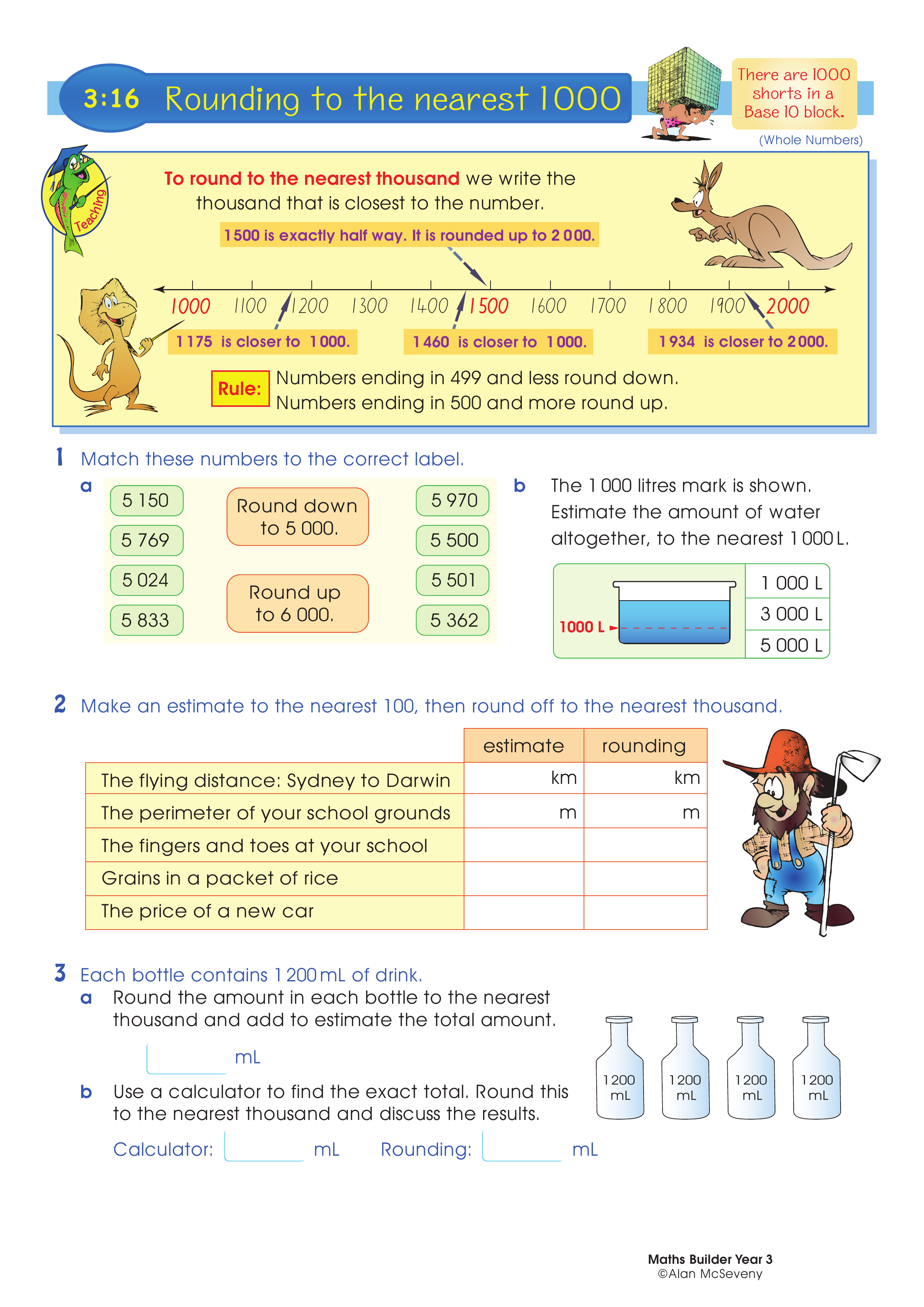 Rounding to the nearest 1000 — worksheet preview