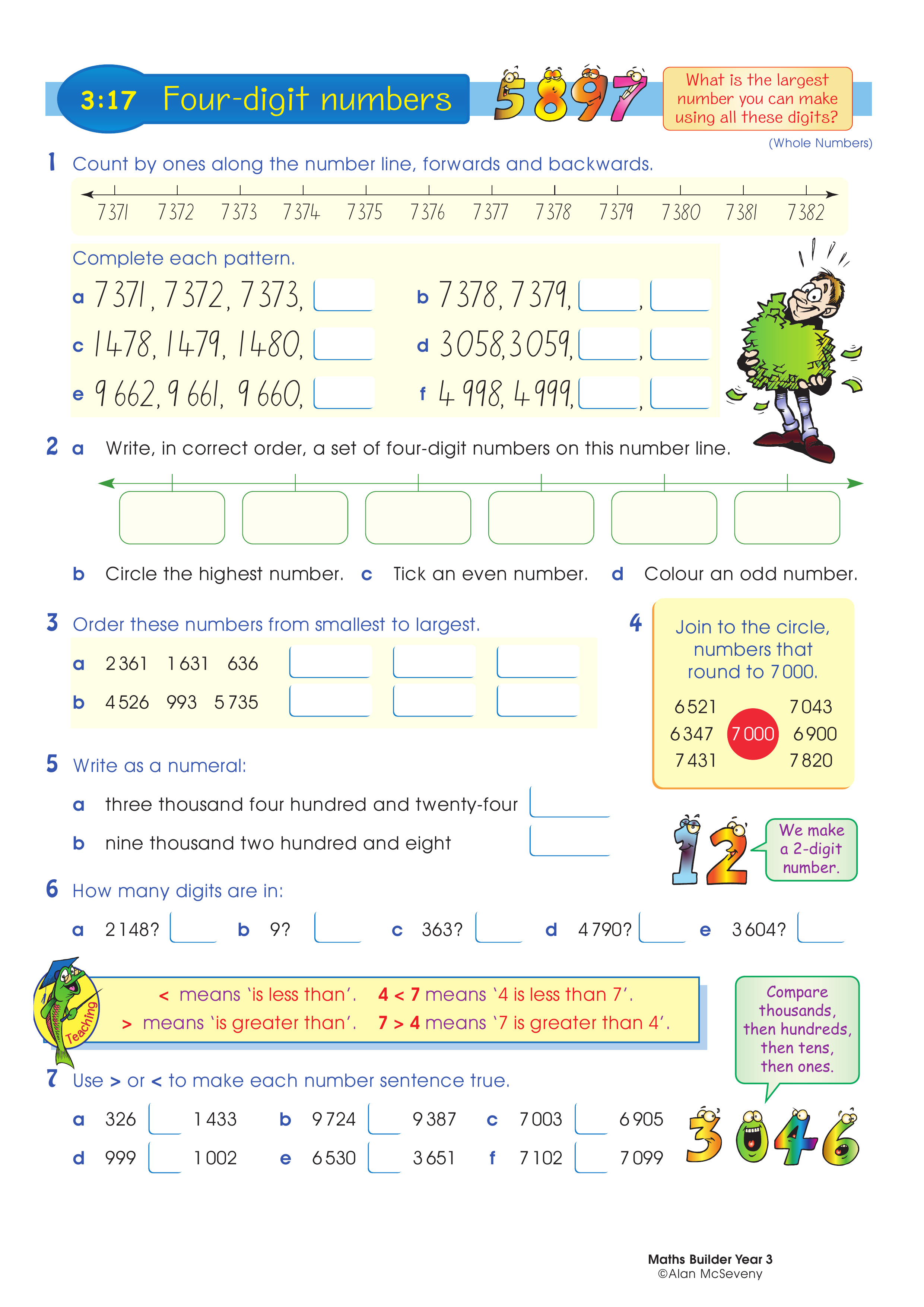 Four-digit numbers — worksheet preview
