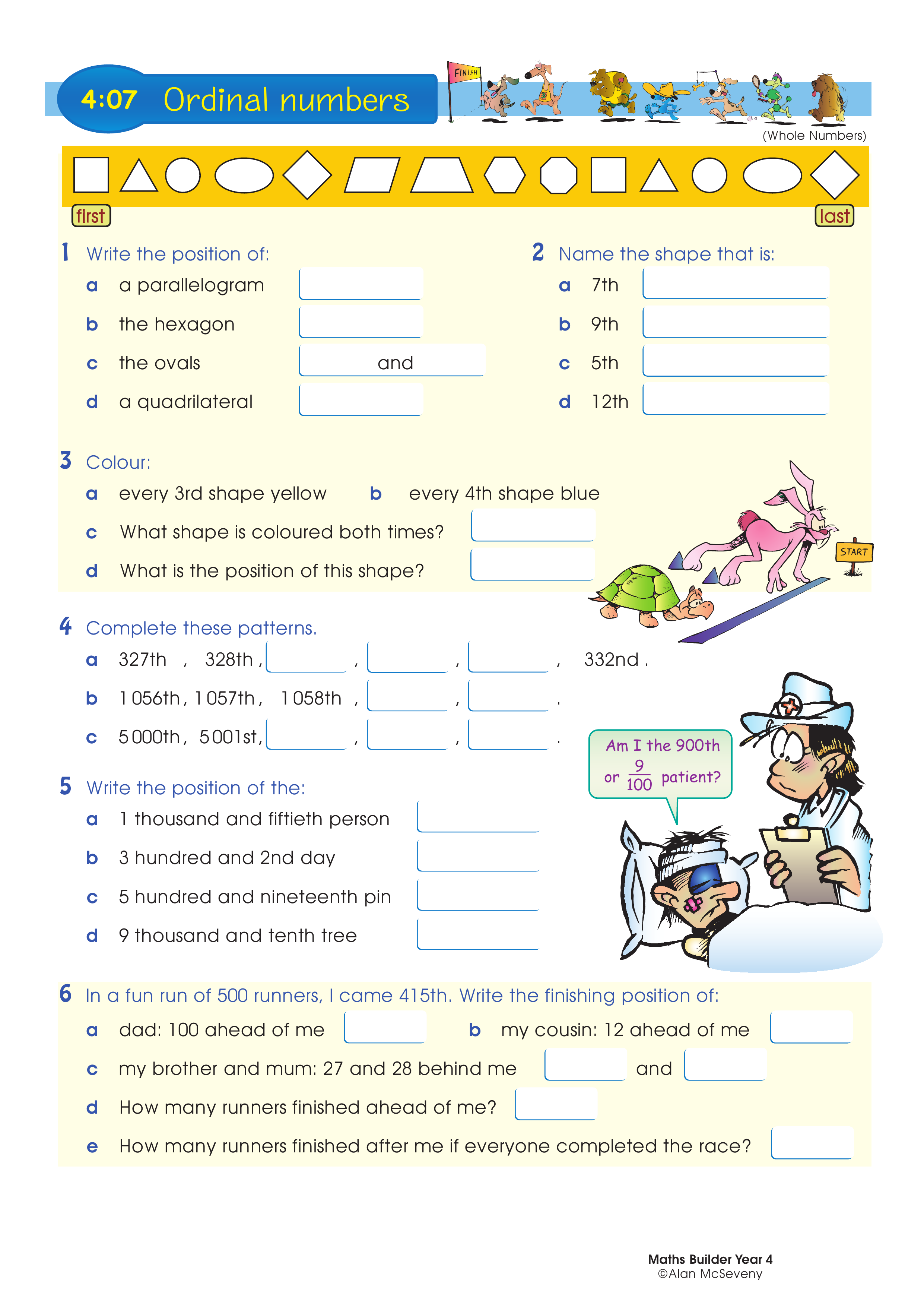 Ordinal numbers — worksheet preview