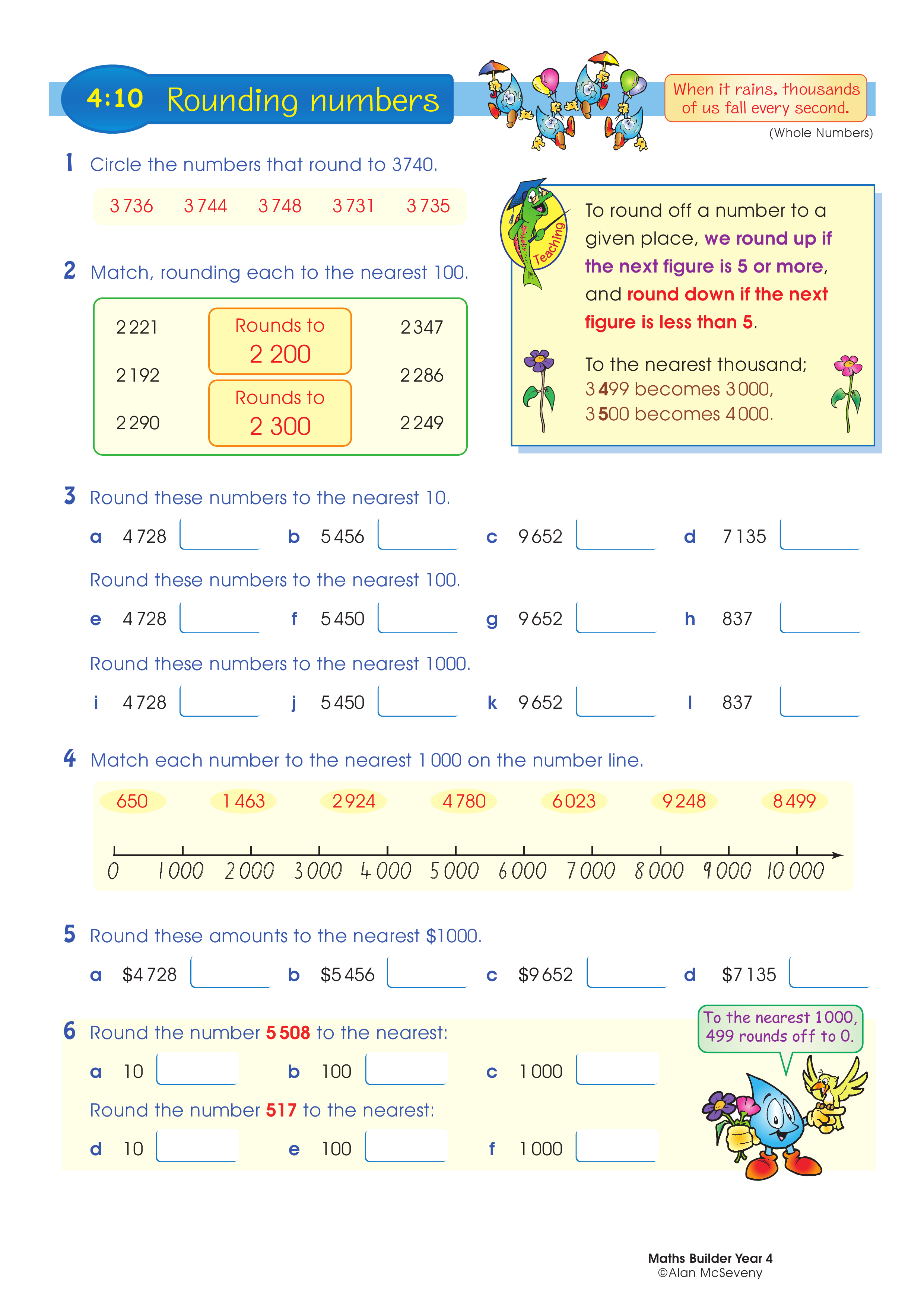 Rounding numbers — worksheet preview
