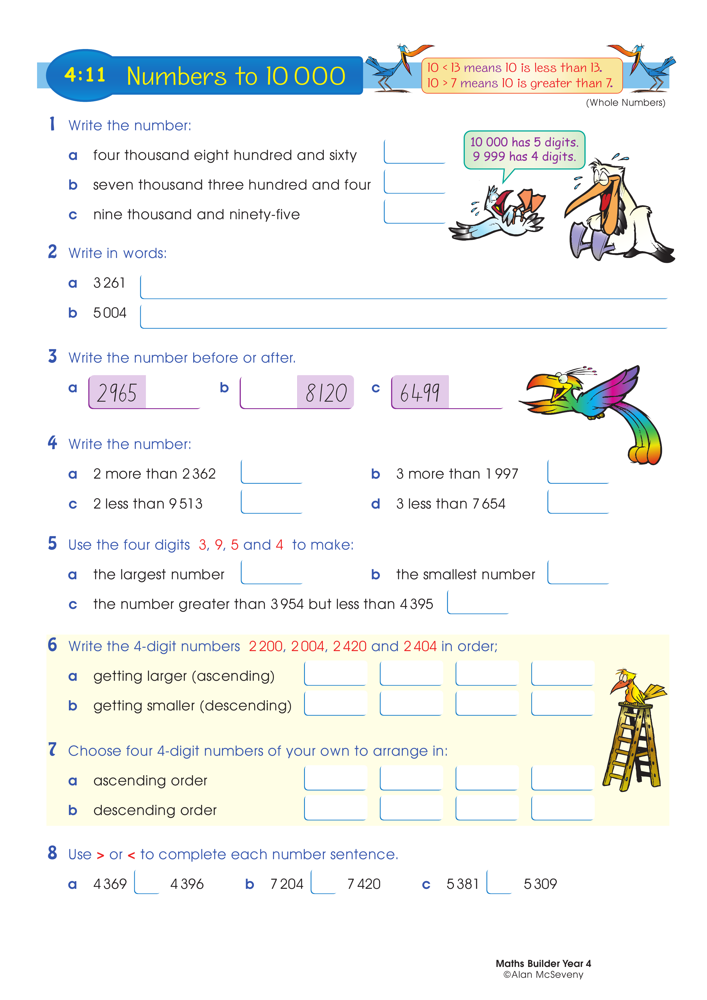 Numbers to 10 000 — worksheet preview