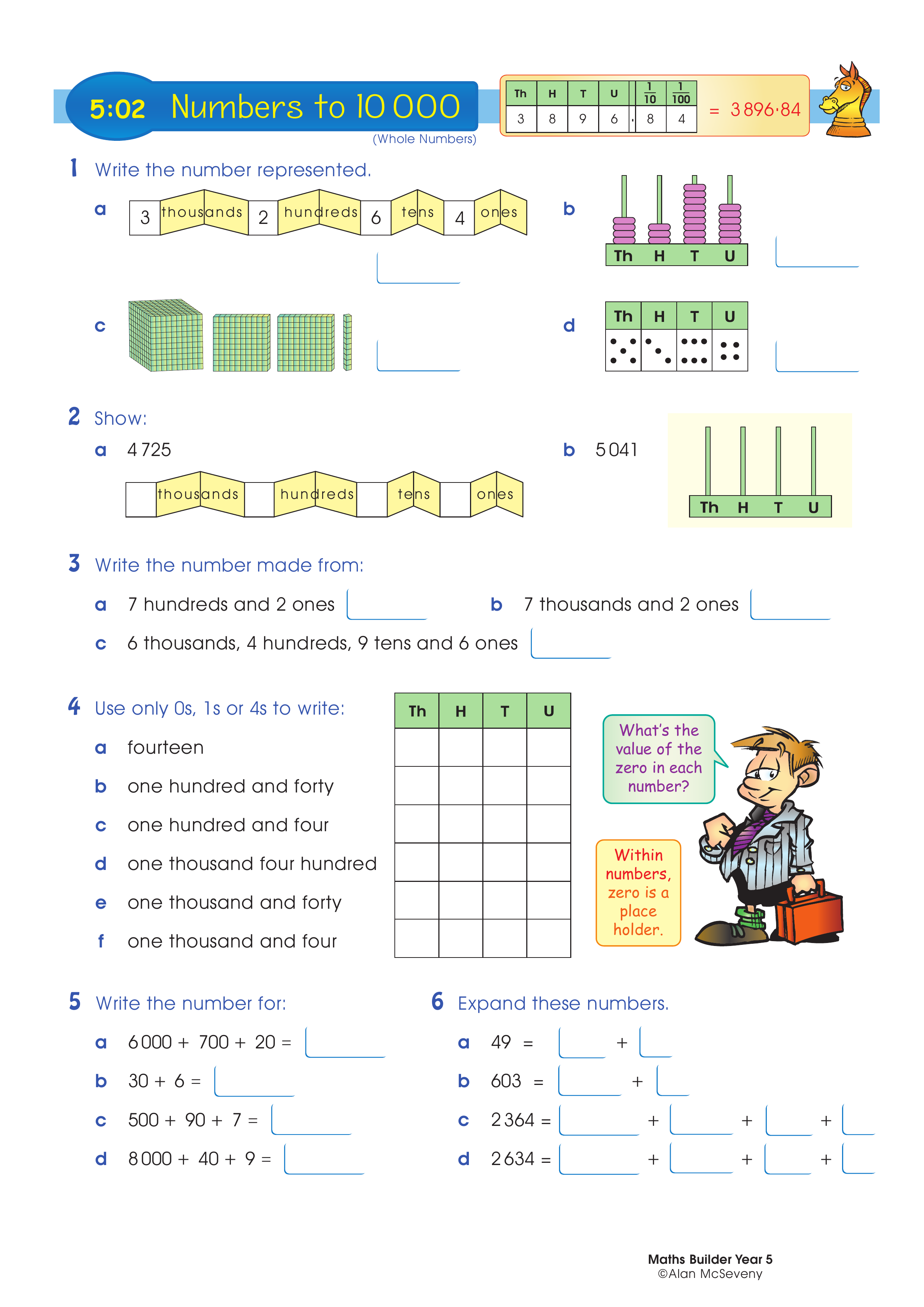 Numbers to 10 000 — worksheet preview