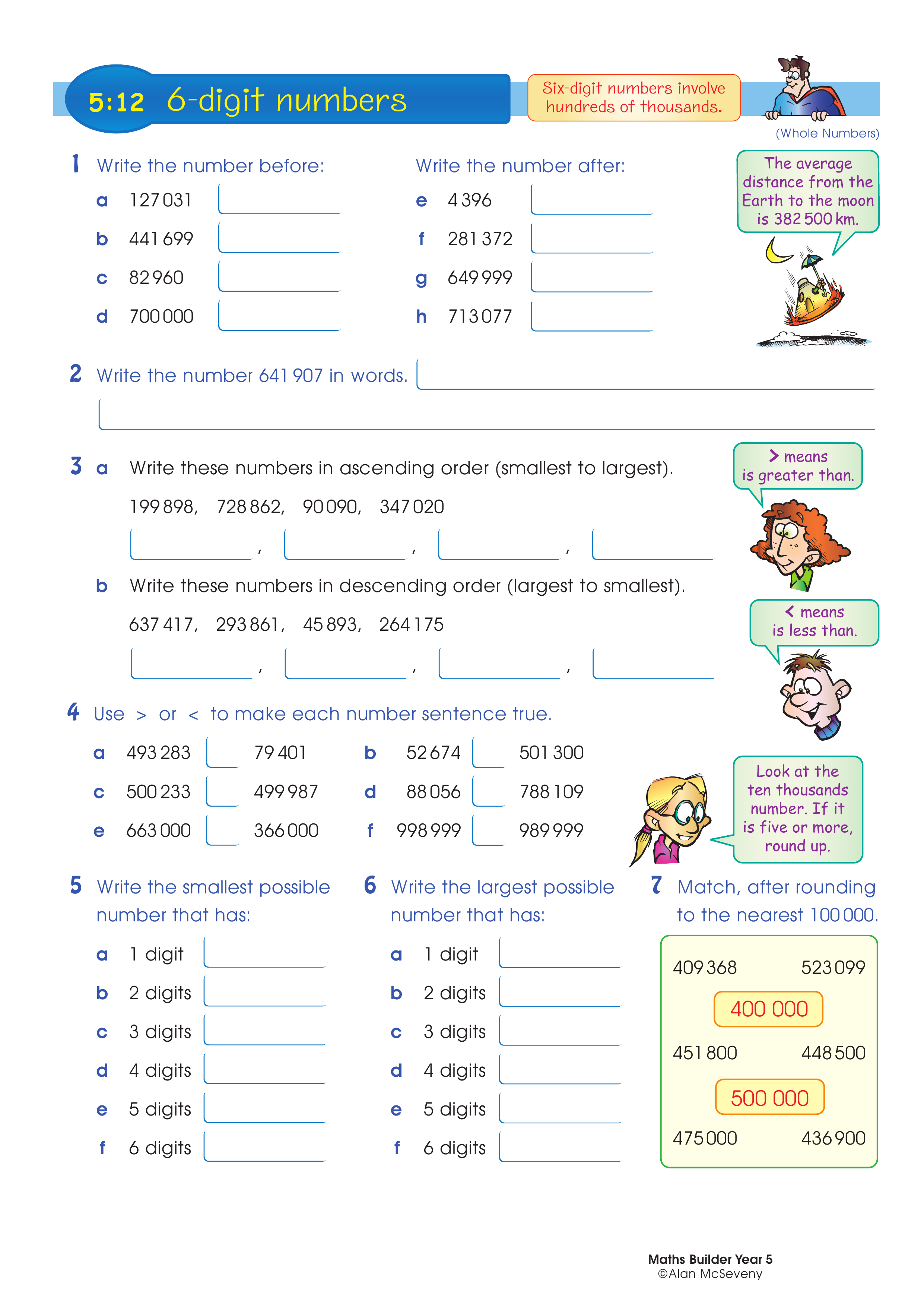 6-digit numbers — worksheet preview