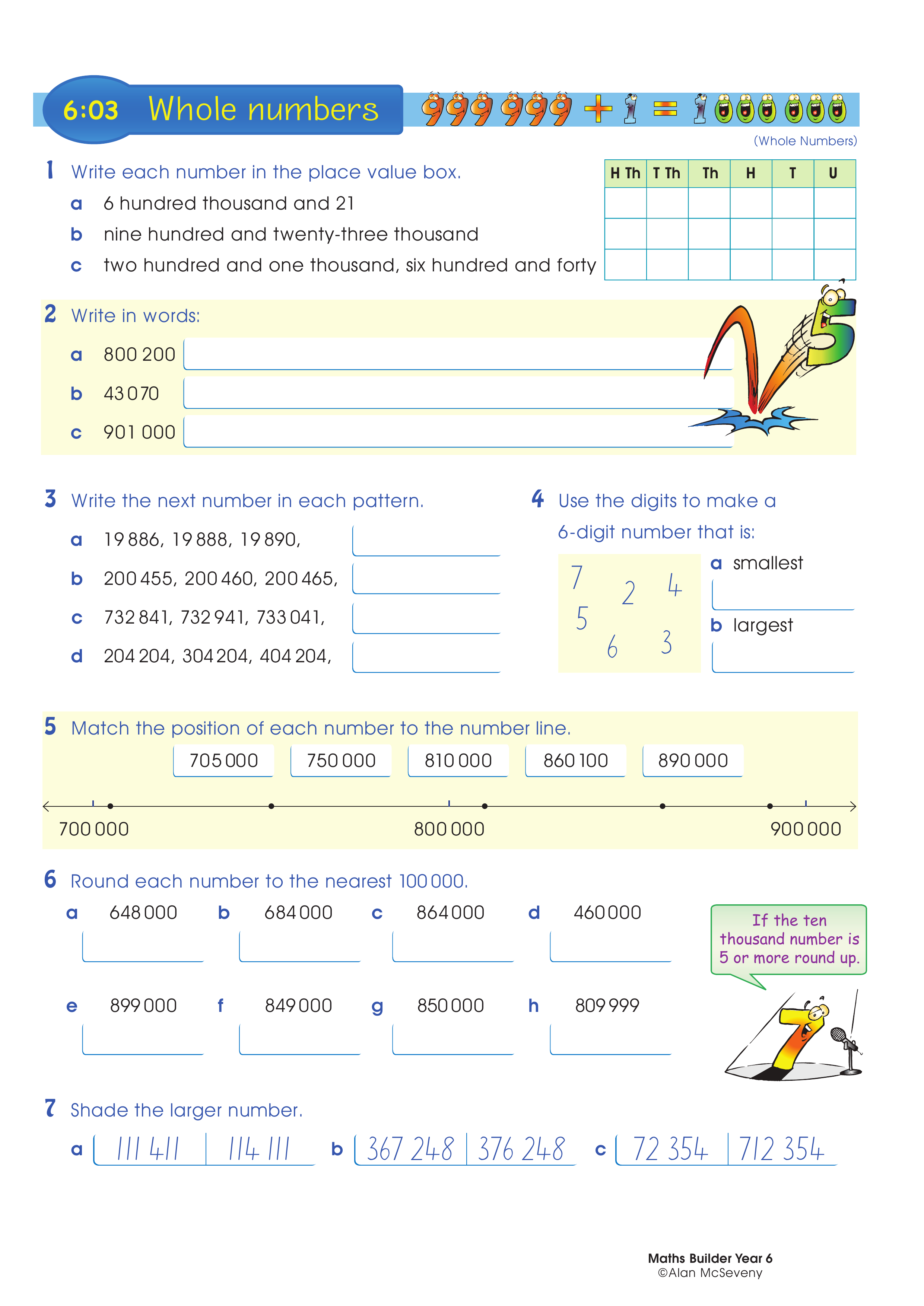 Whole Numbers — worksheet preview
