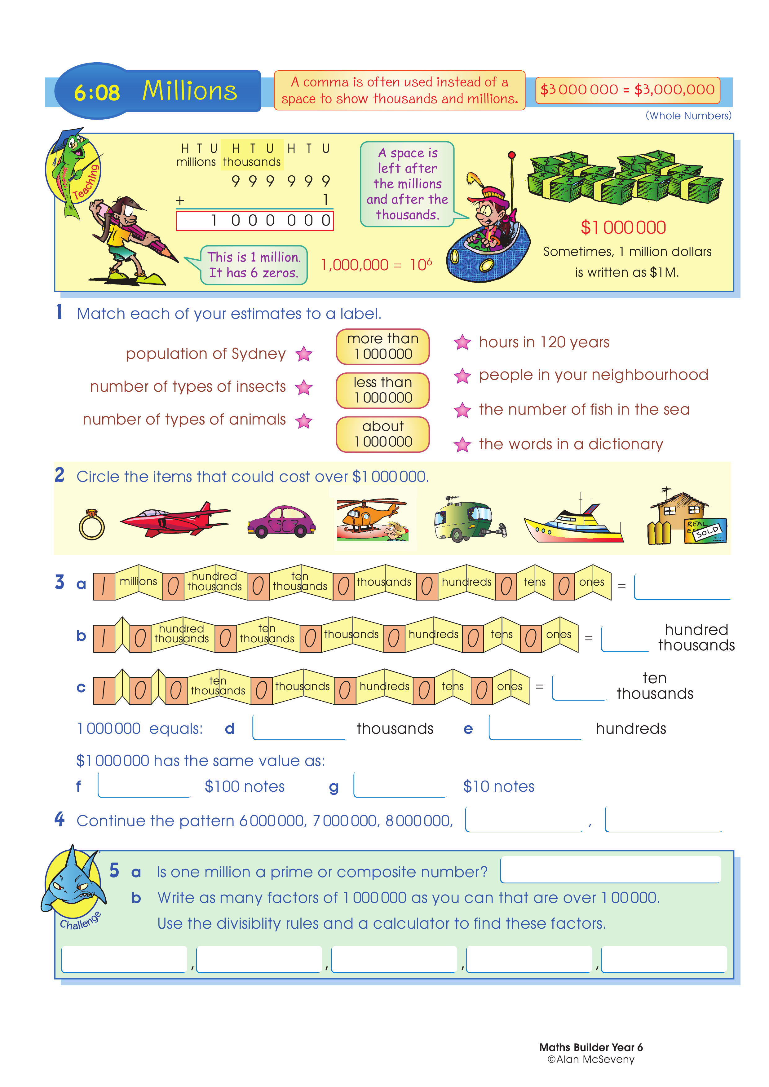 Millions — worksheet preview