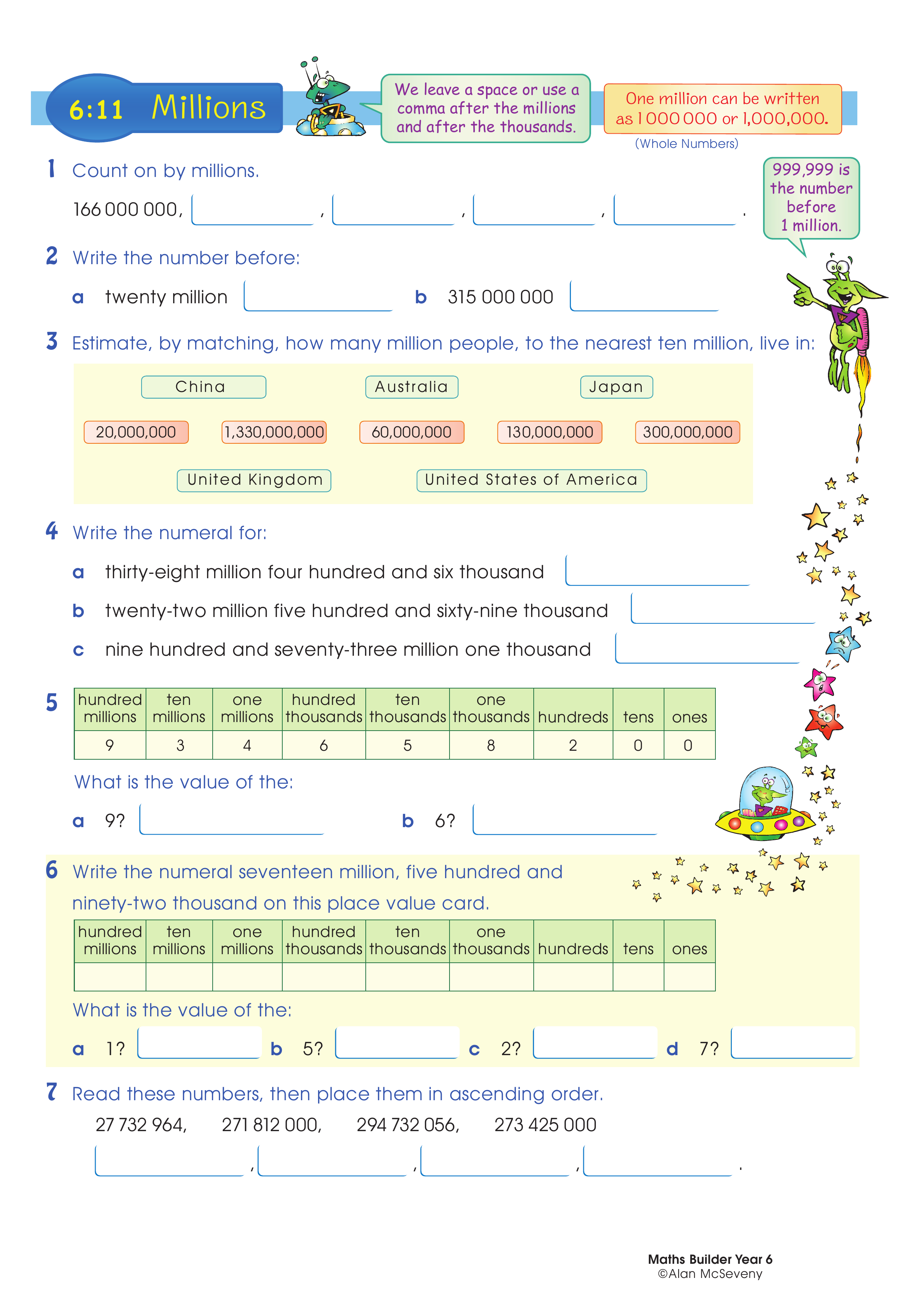 Millions — worksheet preview