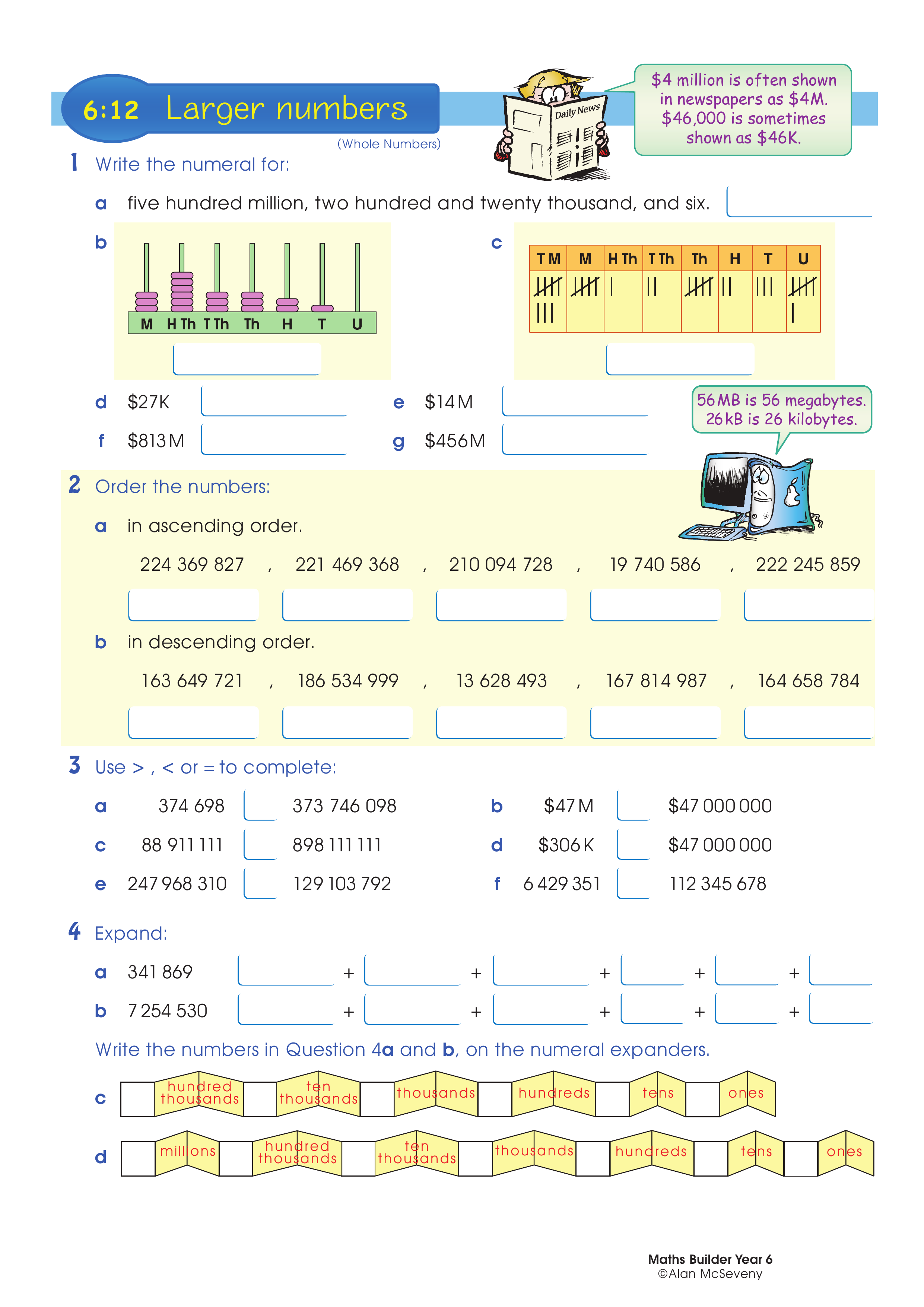 Larger numbers — worksheet preview
