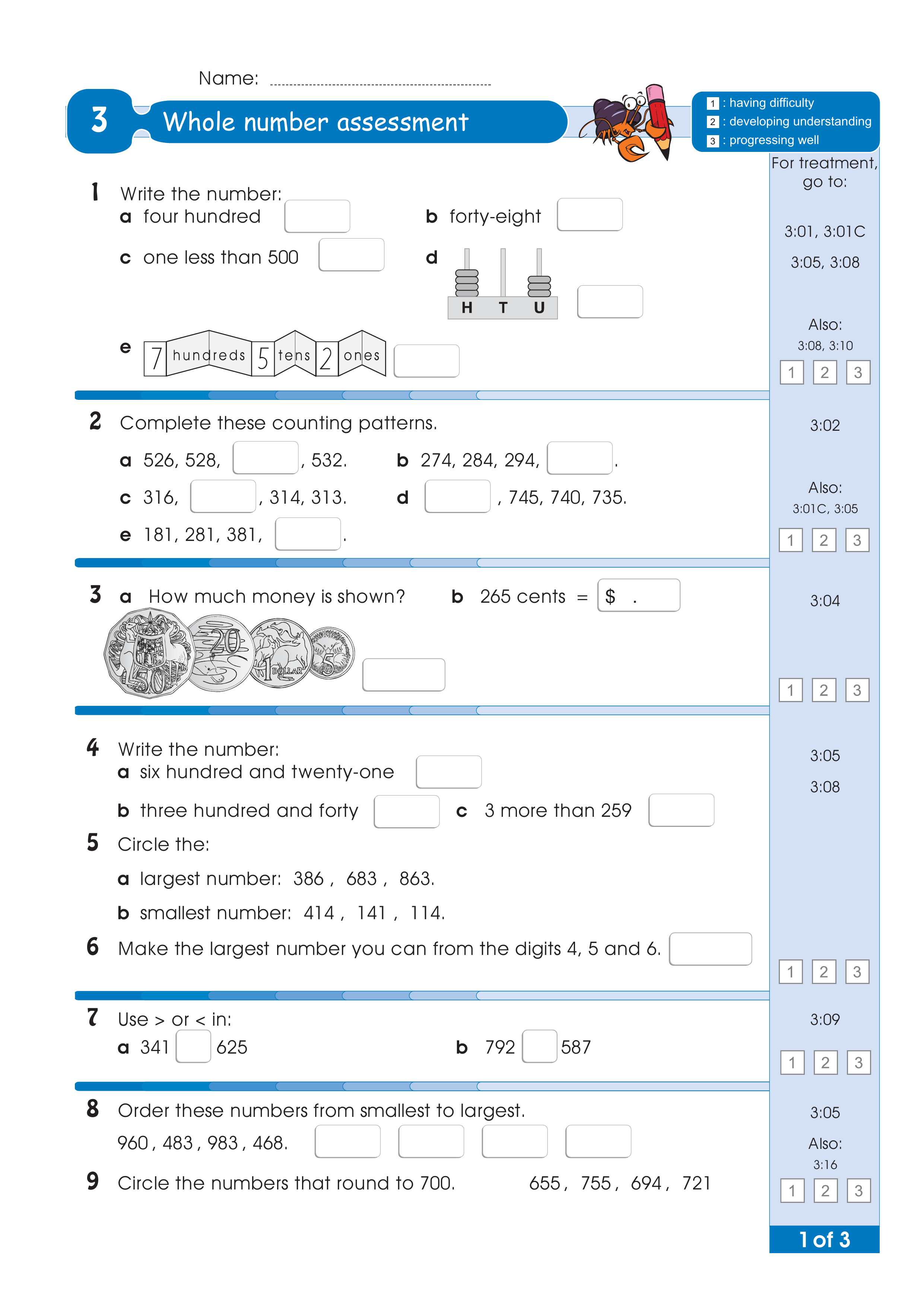 Assessment for the whole of Level 3 — worksheet preview
