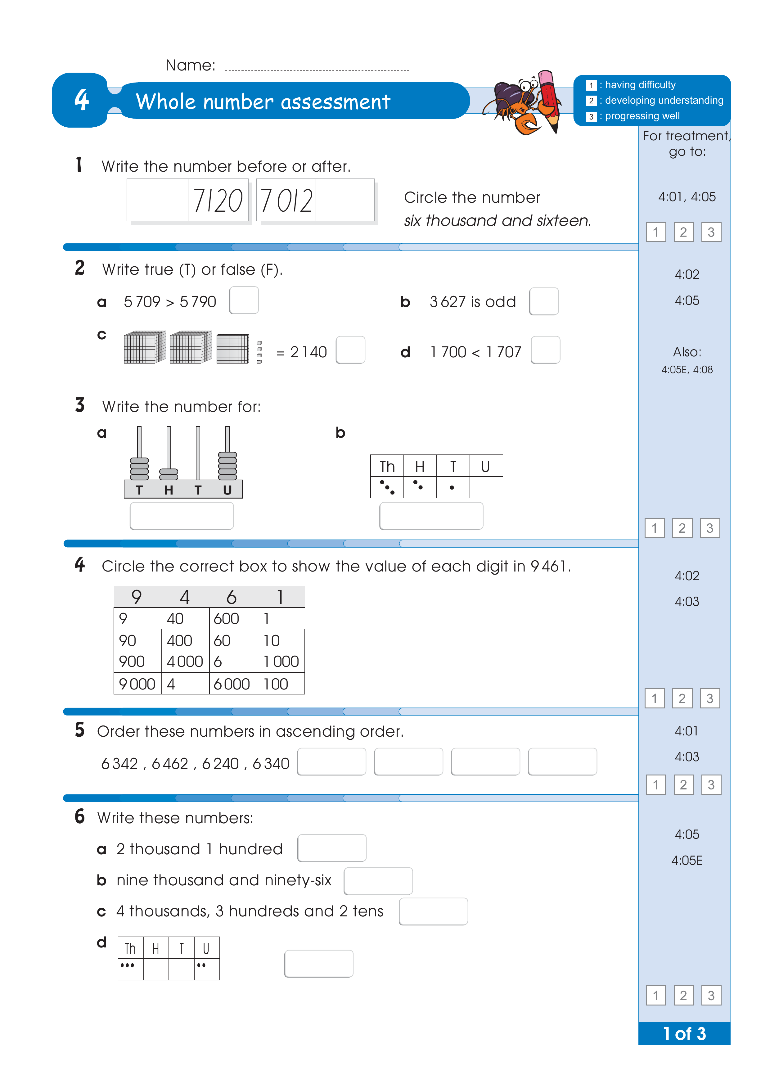 Assessment for the whole of Level 4 — worksheet preview