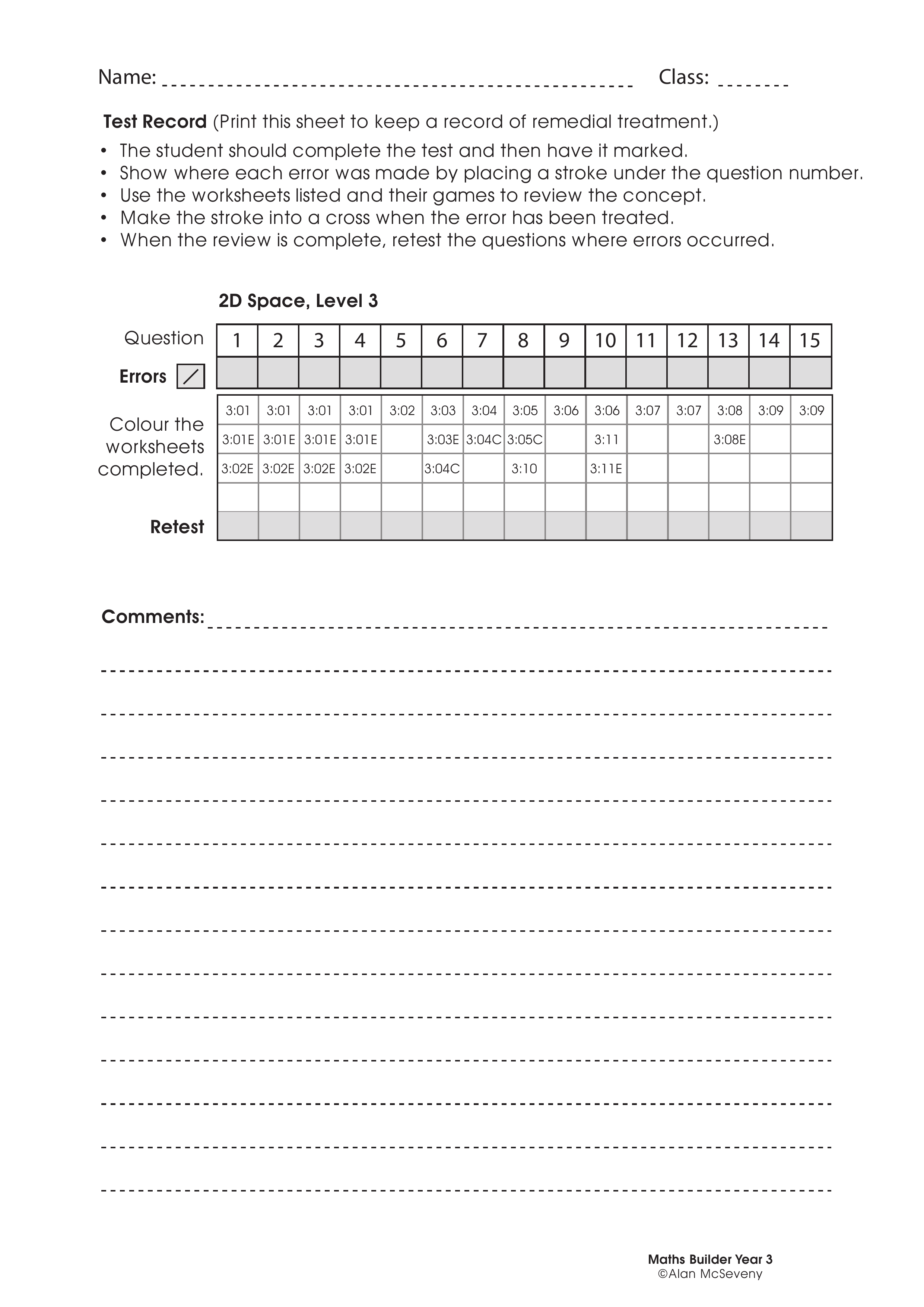 Assessment test records — worksheet preview