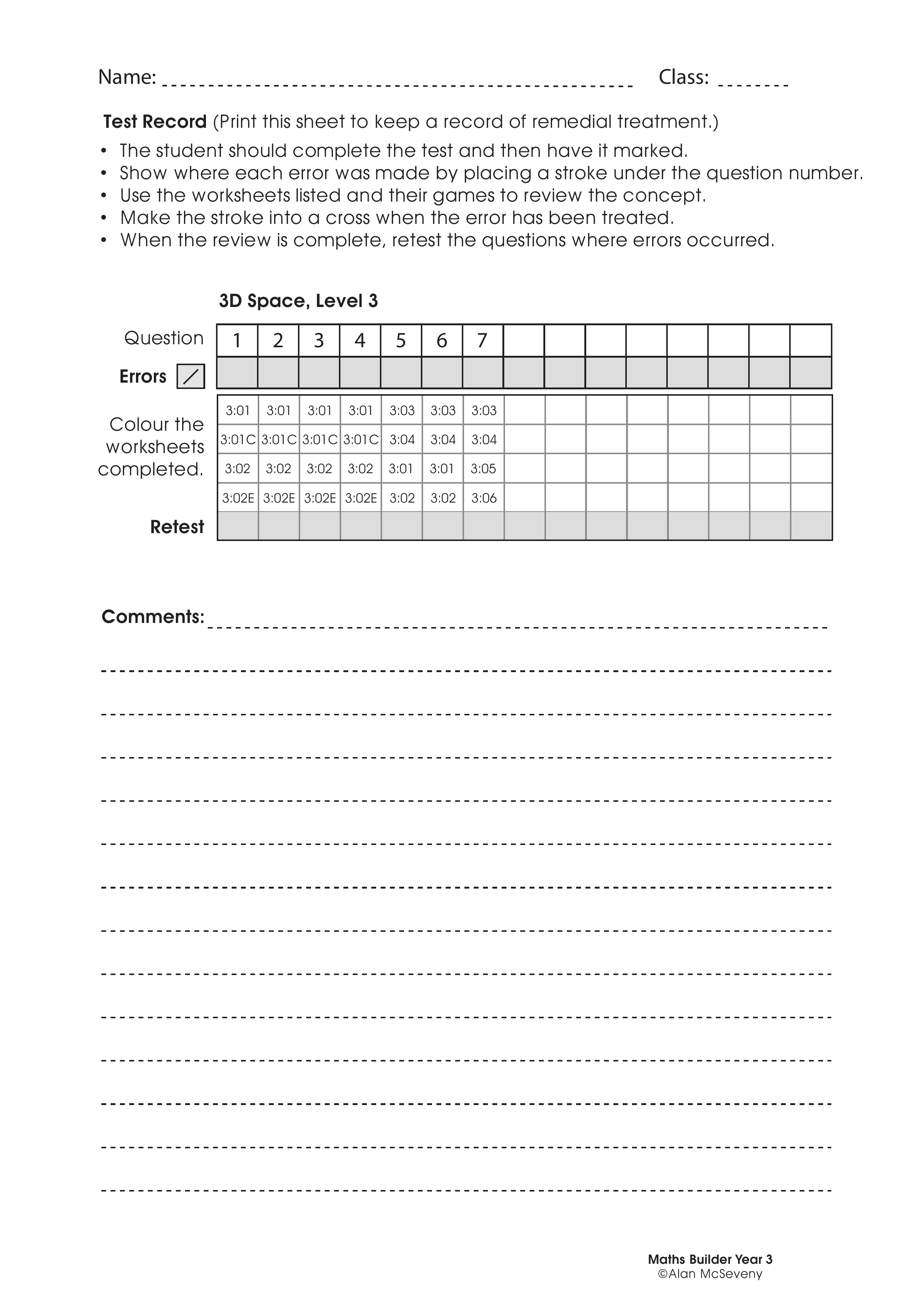 Assessment test records — worksheet preview