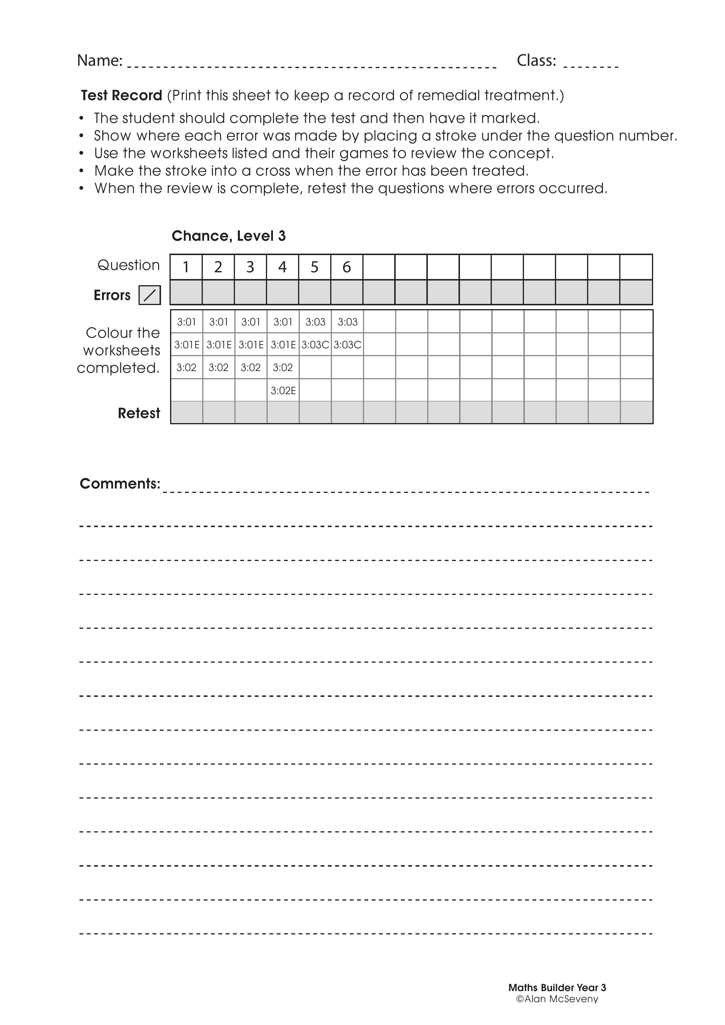 Assessment test records — worksheet preview