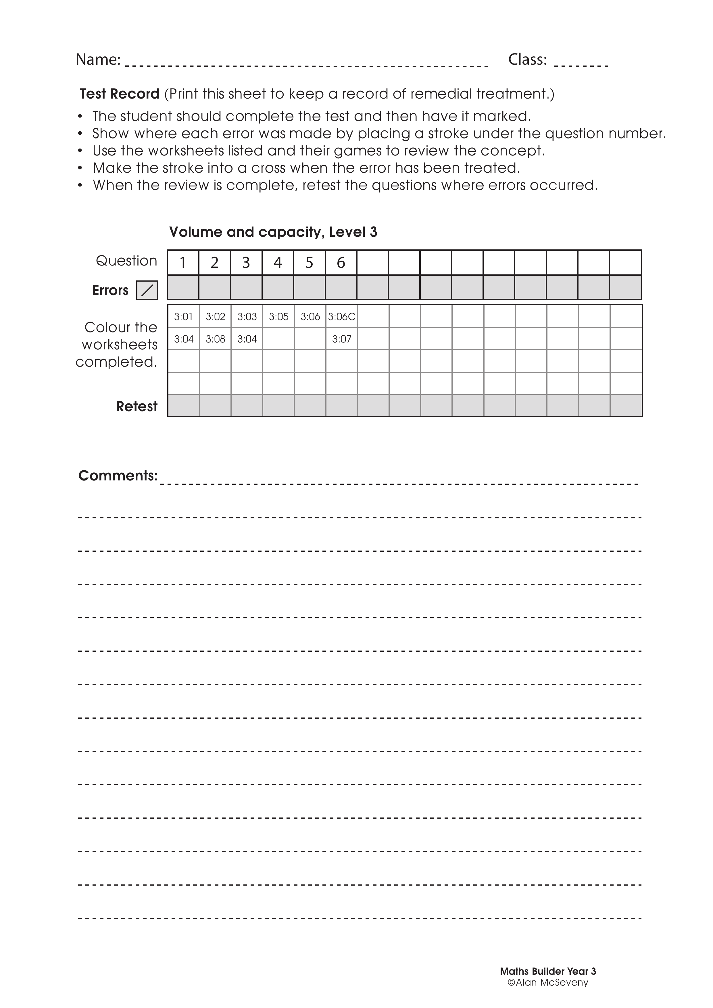 Assessment test records — worksheet preview